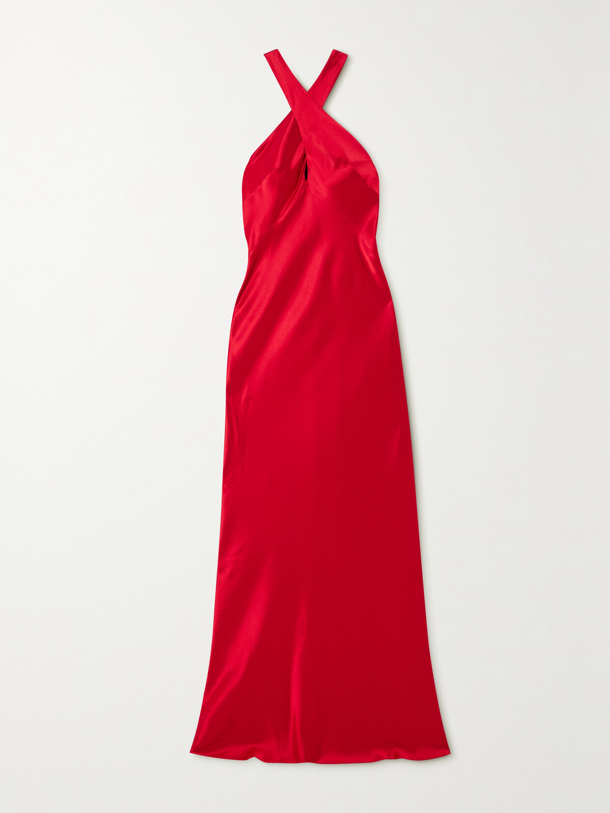Galvan + Net Sustain Evelyn Cutout Satin Halterneck Maxi Dress - Red