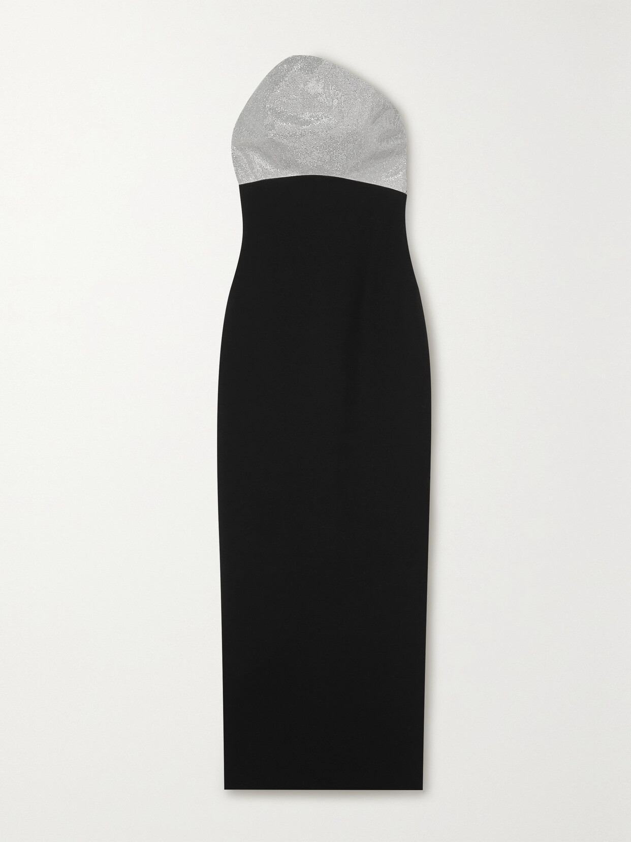 ROLAND MOURET STRAPLESS CRYSTAL-EMBELLISHED WOOL AND SILK-BLEND GOWN