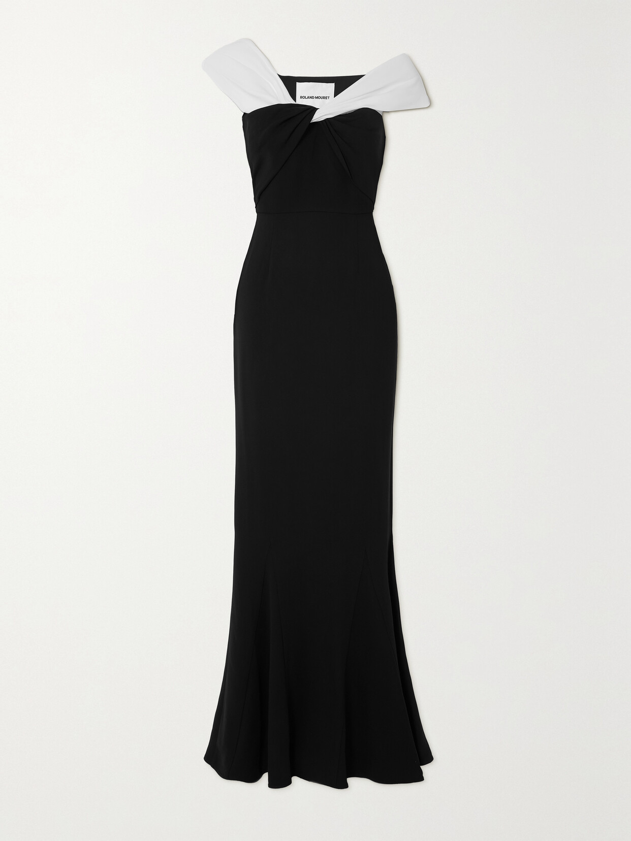 Roland Mouret - One-shoulder Two-tone Cady Maxi Dress - Black