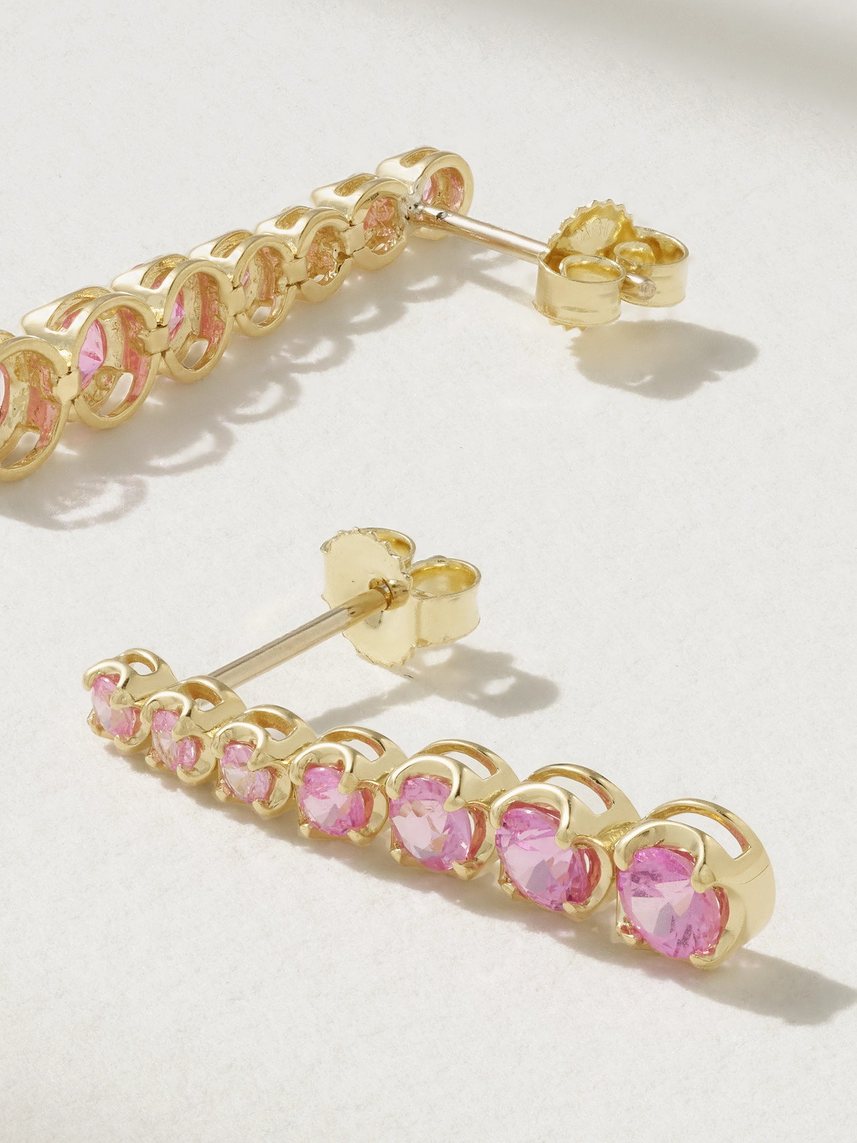 Jennifer Meyer Pink Sapphire Graduated Stud Earrings In Gold