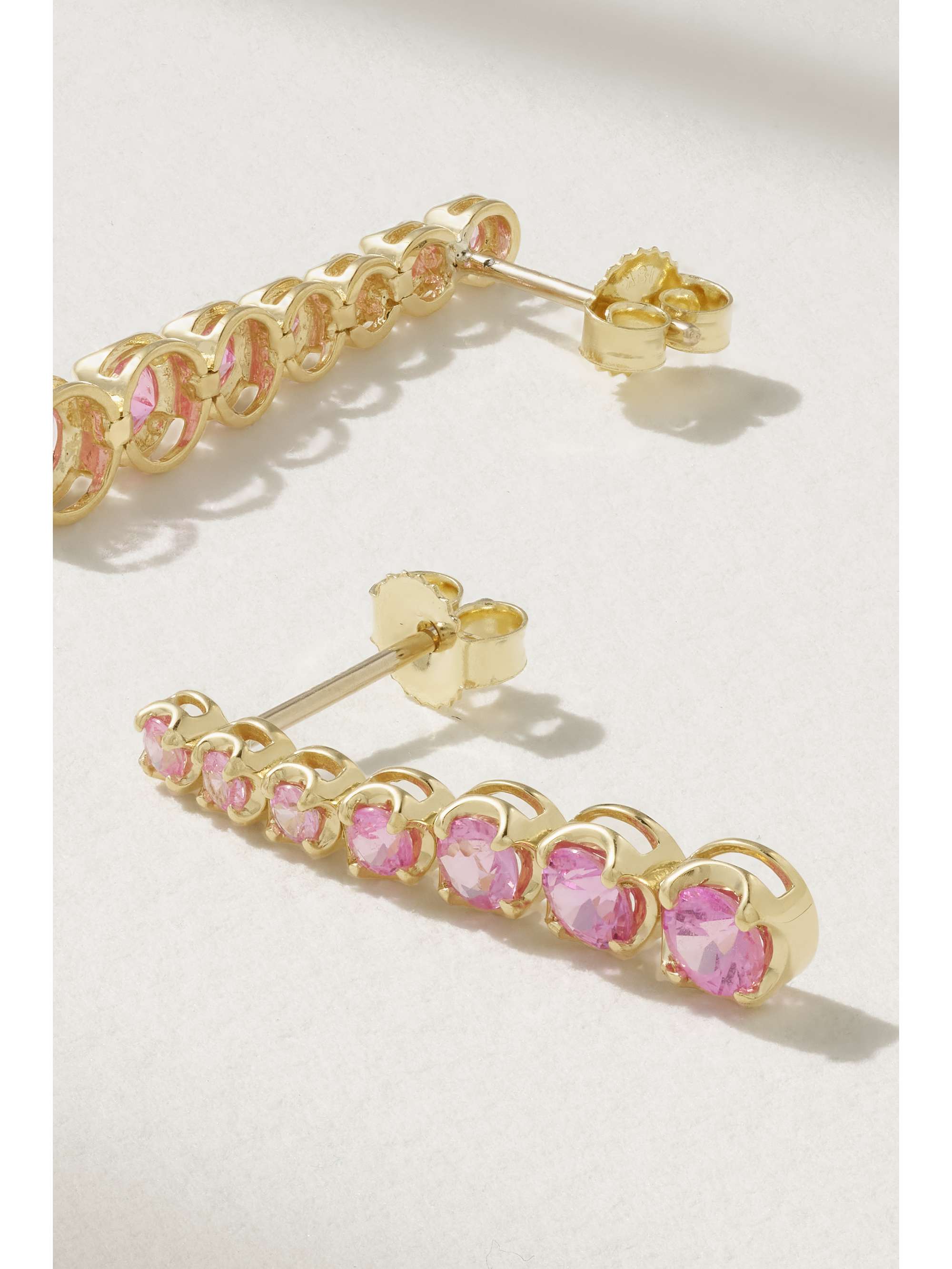 JENNIFER MEYER Small Graduated 18-karat gold sapphire earrings