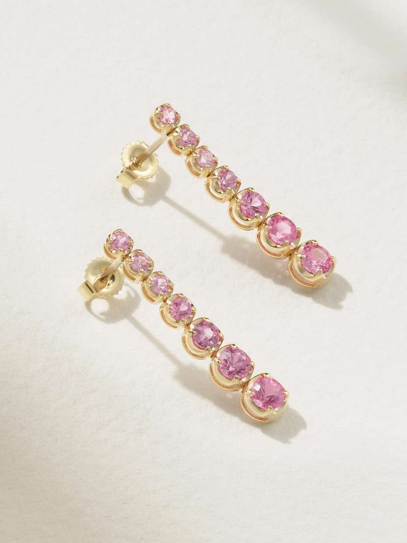 Jennifer Meyer Small Graduated 18-karat Gold Sapphire Earrings