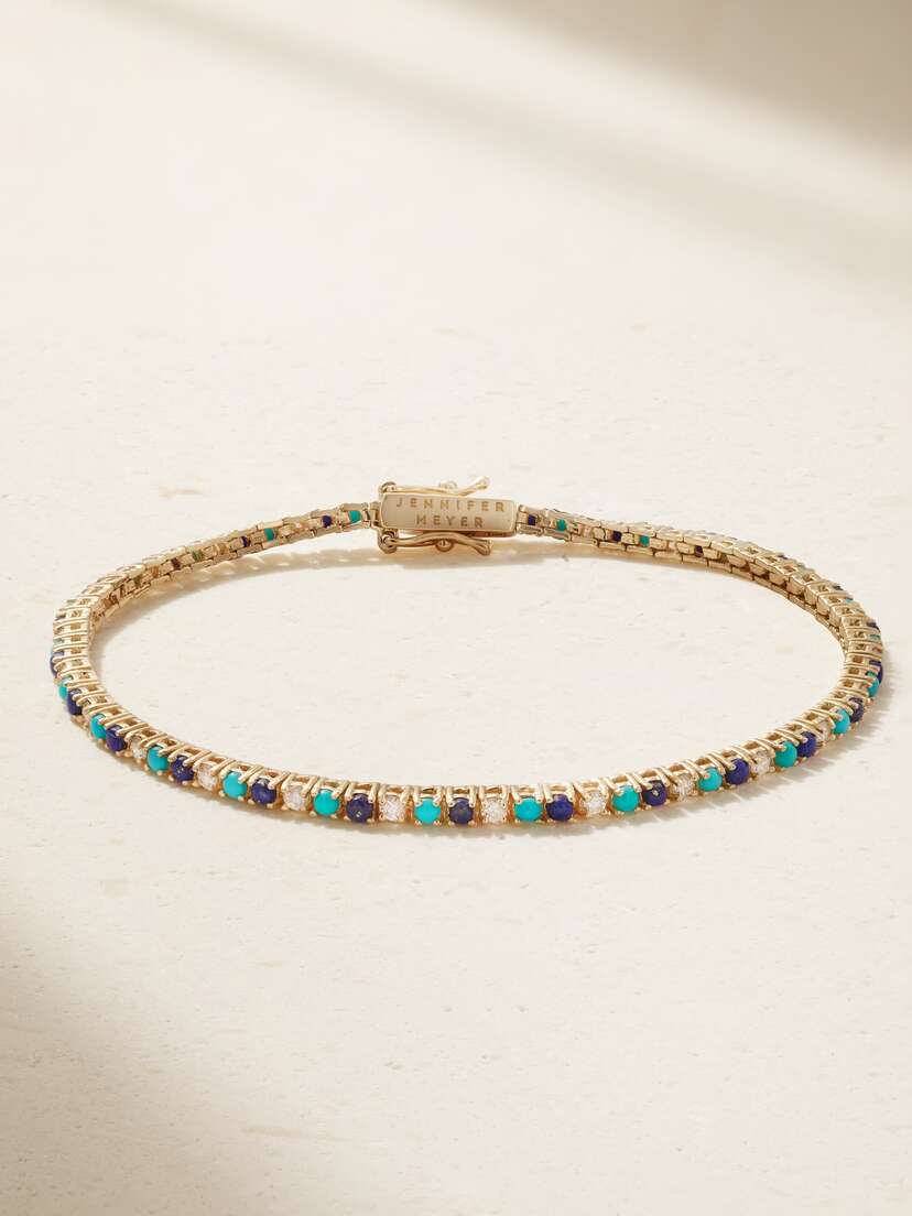 Jennifer Meyer 4-prong Small 18-karat Gold Multi-stone Tennis Bracelet