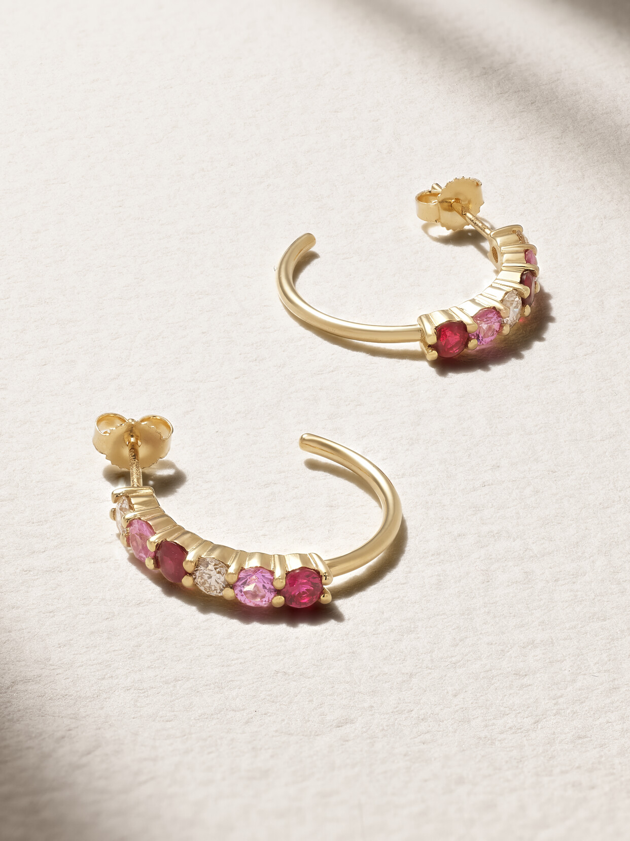 Jennifer Meyer 4-prong 18-karat Gold Multi-stone Hoop Earrings