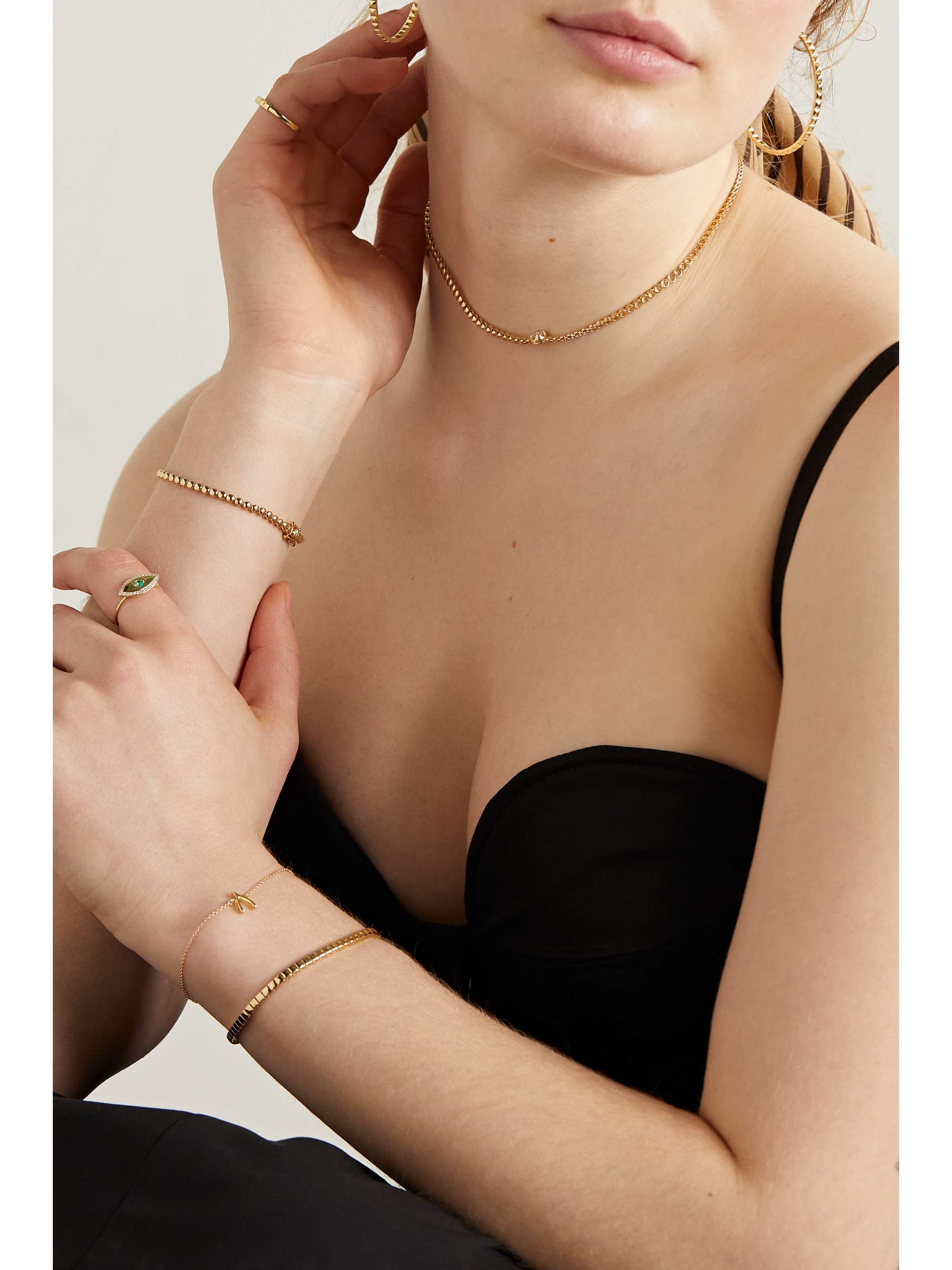 JENNIFER MEYER Mini Wishbone 18 karat gold bracelet NET A PORTER
