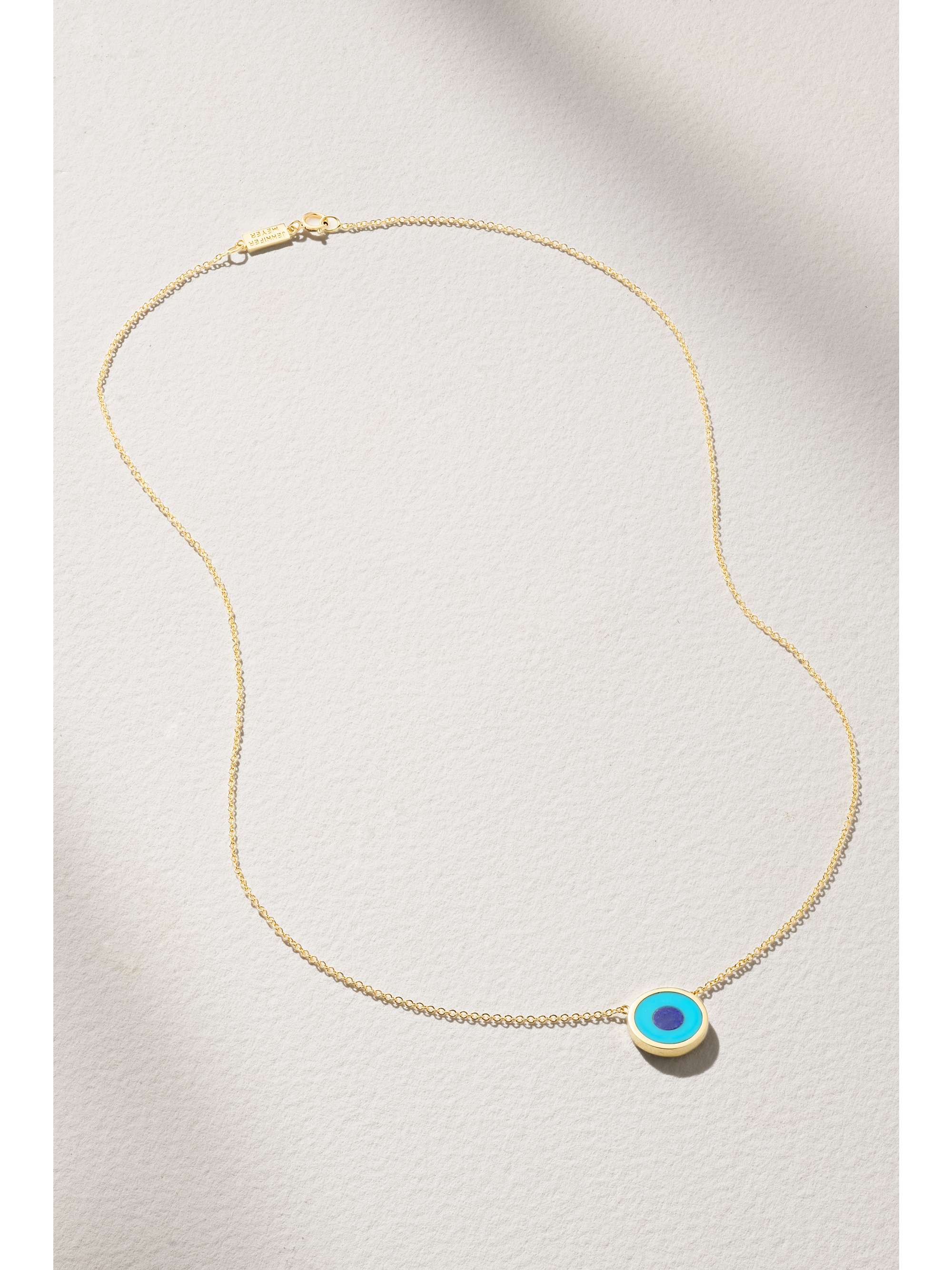 JENNIFER MEYER Mini Evil Eye 18-karat gold, turquoise and lapis lazuli necklace