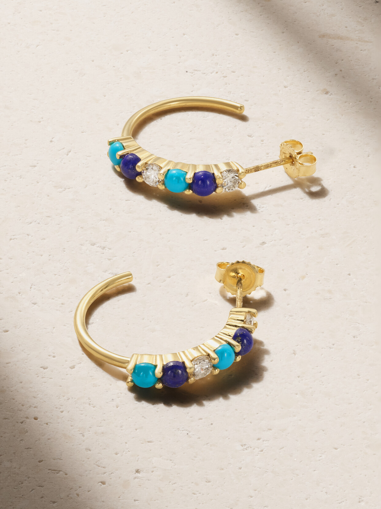 Jennifer Meyer - 18-karat Gold Multi-stone Hoop Earrings - One size