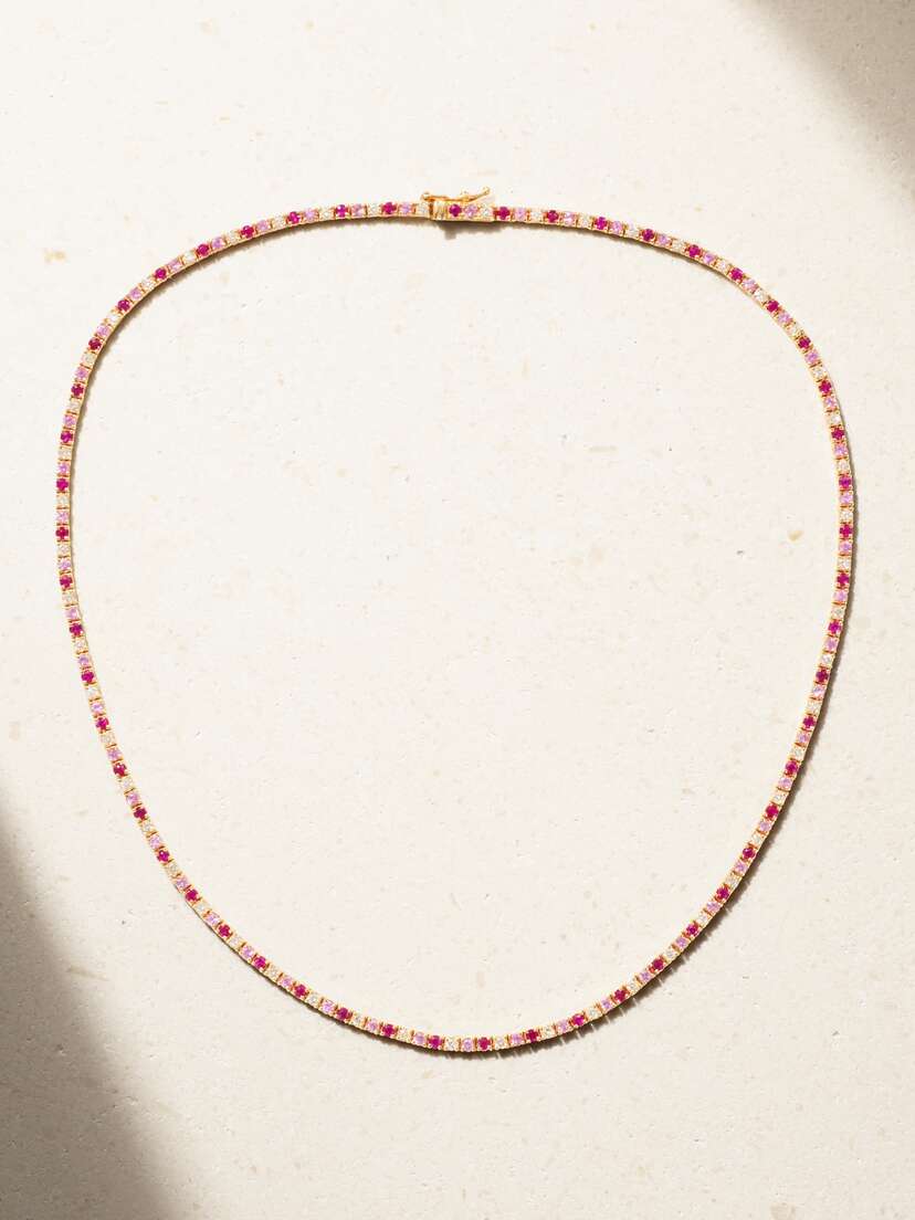 Jennifer Meyer Small Tennis 18-karat Gold Multi-stone Necklace