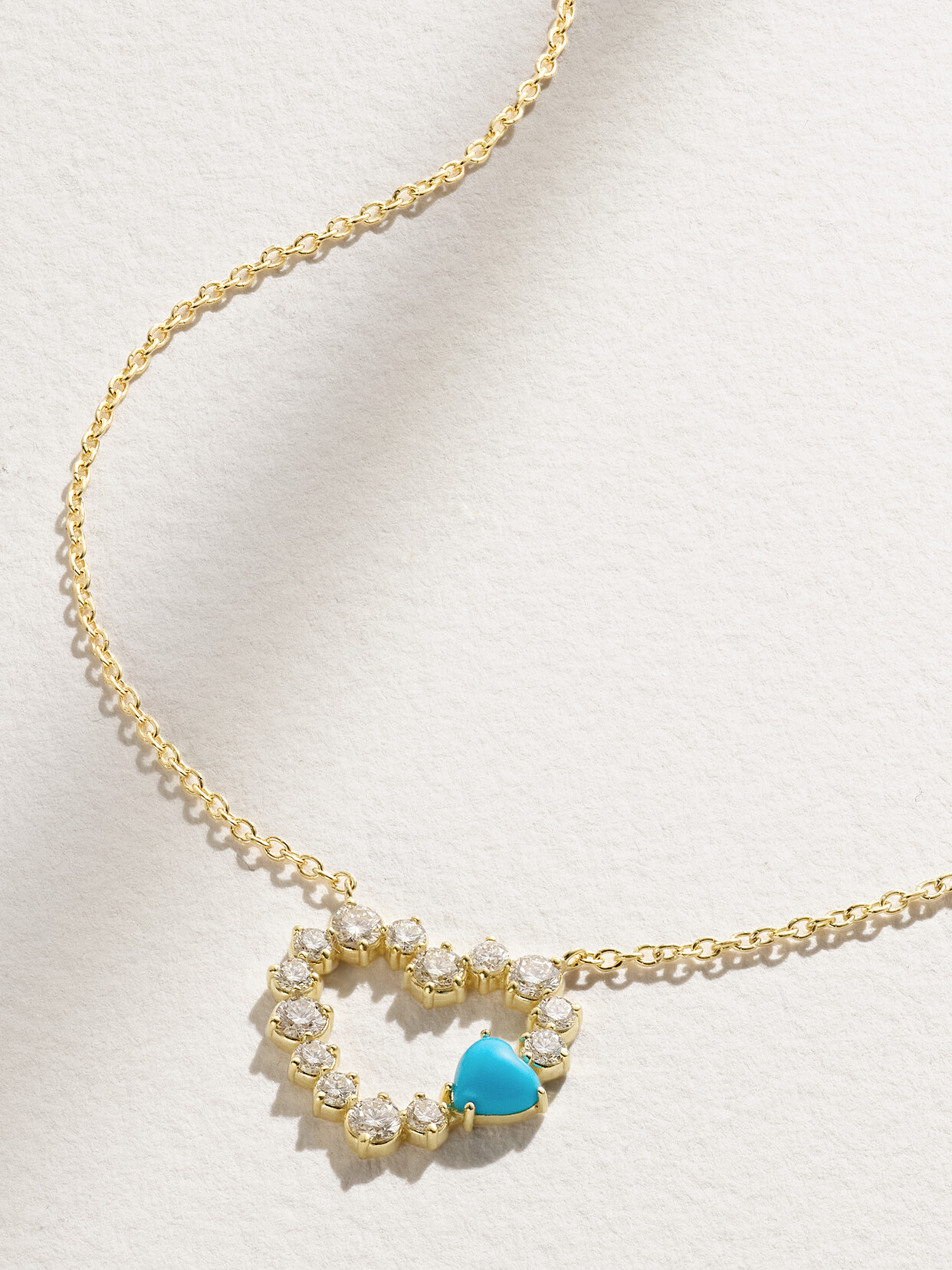 Jennifer Meyer - Large Open Heart 18-karat Gold, Diamond And Turquoise Necklace - One size