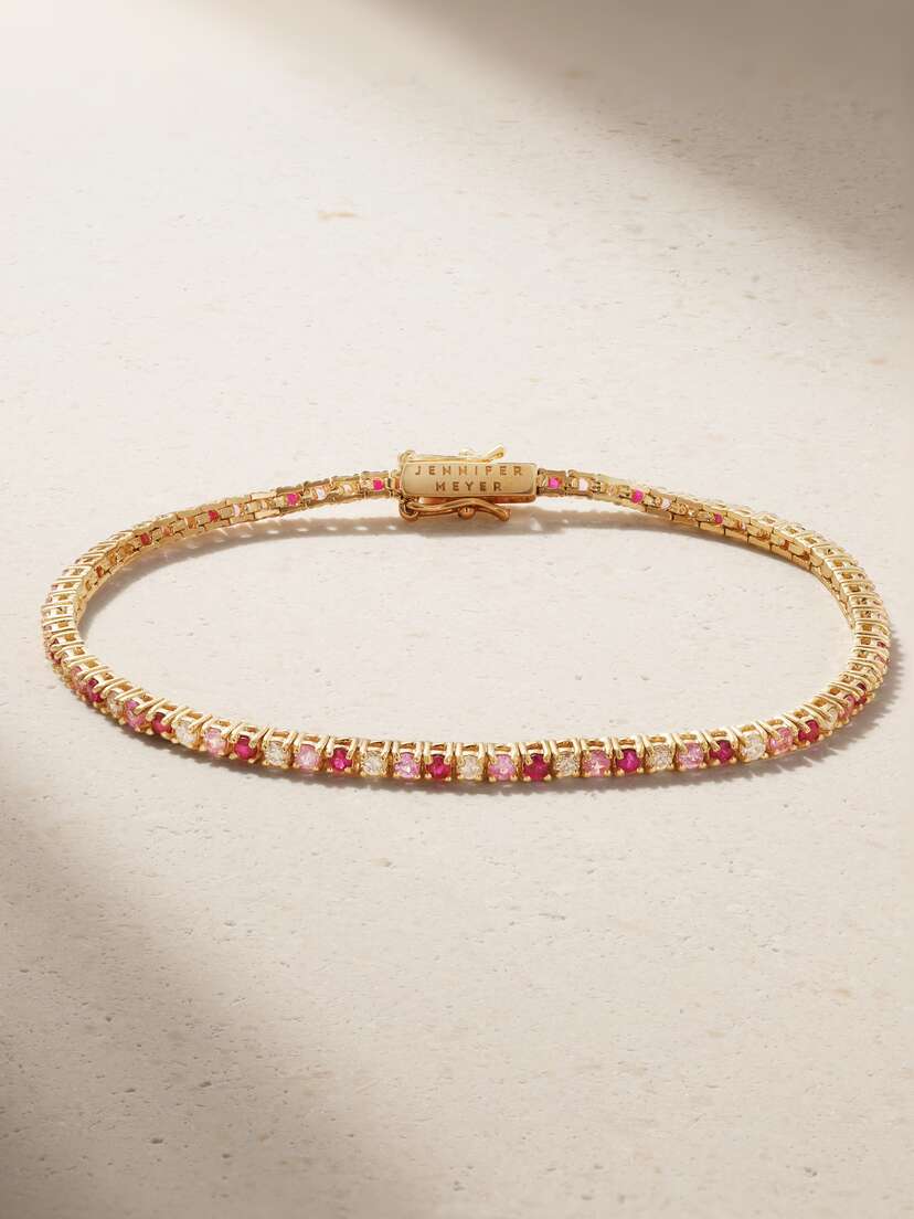 Jennifer Meyer 4-prong Small 18-karat Gold Multi-stone Tennis Bracelet