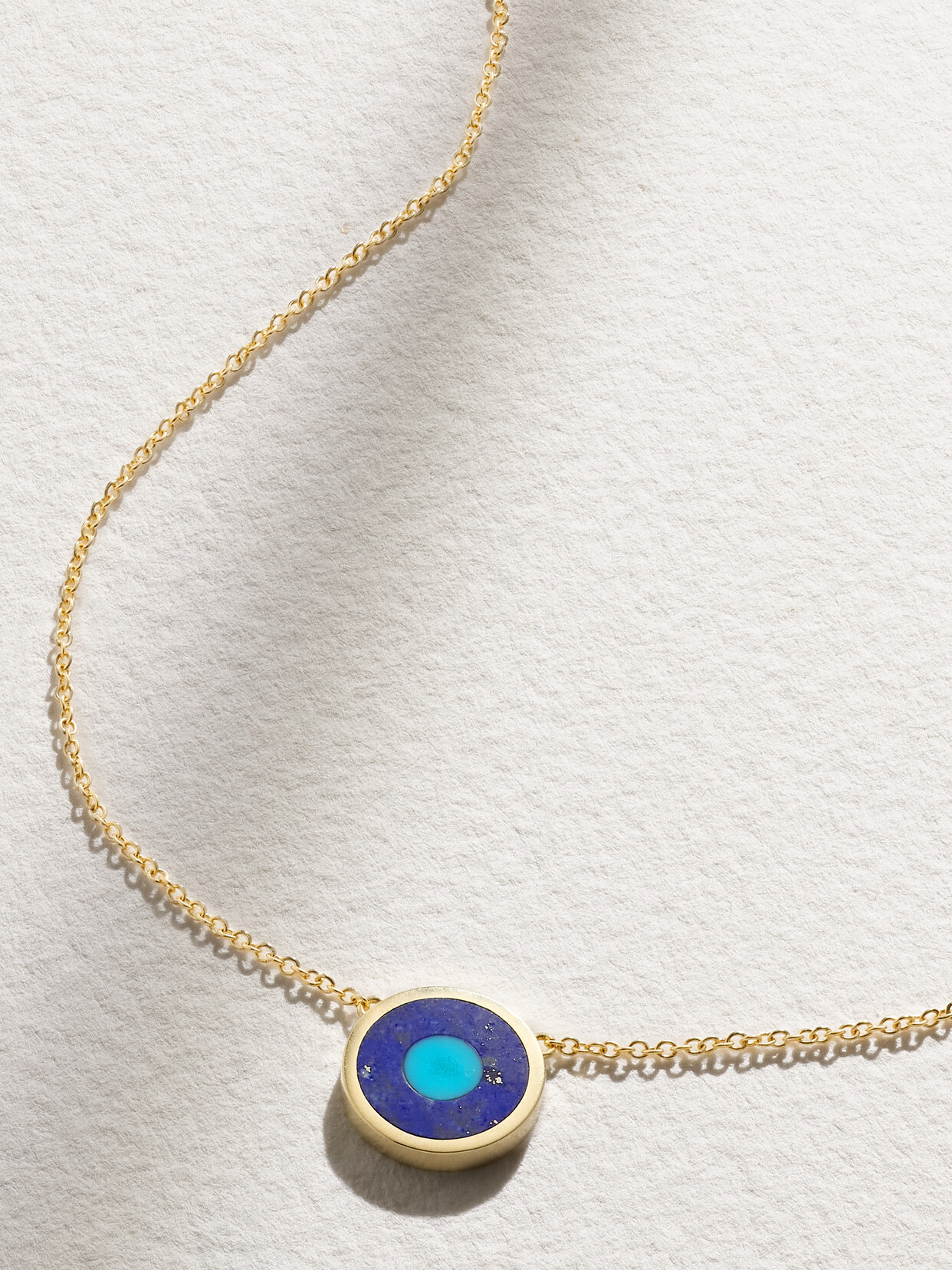 Jennifer Meyer Mini Evil Eye 18-karat Gold, Turquoise And Lapis Lazuli Necklace