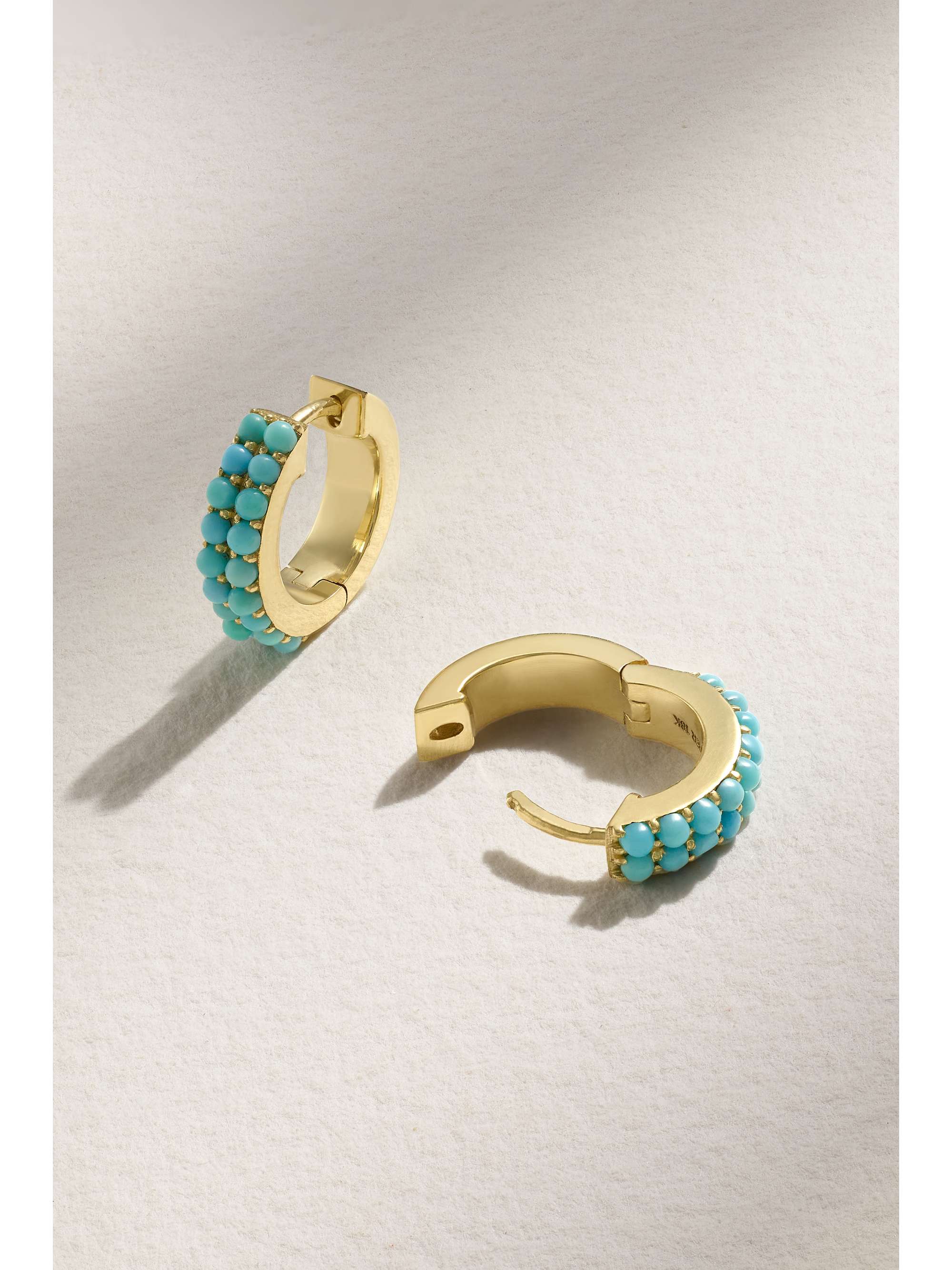 JENNIFER MEYER 18-karat gold turquoise hoop earrings