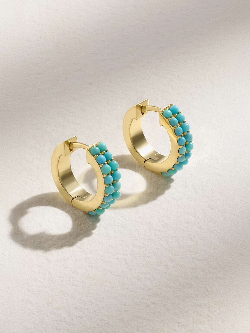 Jennifer Meyer 18-karat Gold Turquoise Hoop Earrings