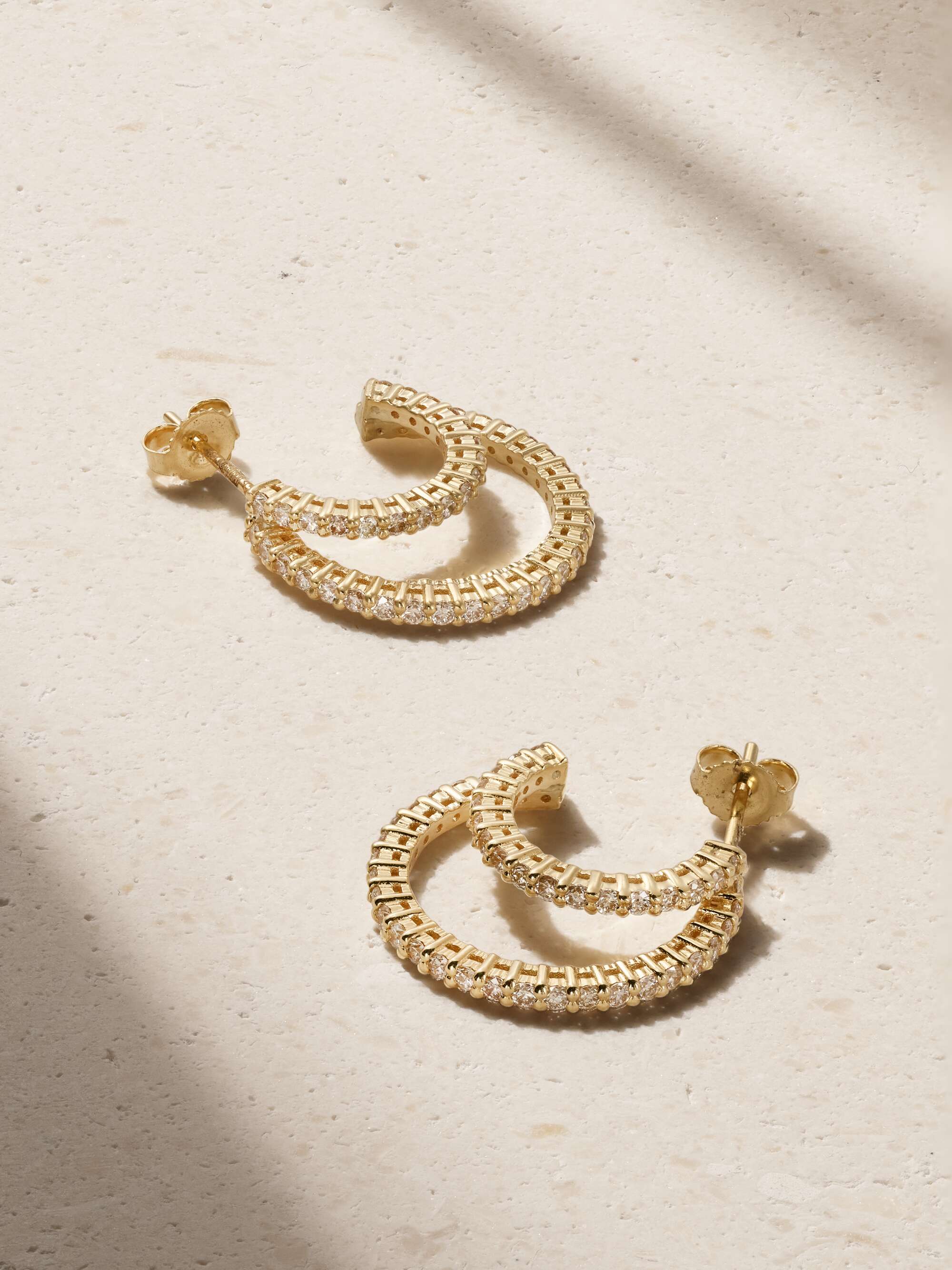 JENNIFER MEYER Double Hoop 18 karat gold diamond earrings NET A