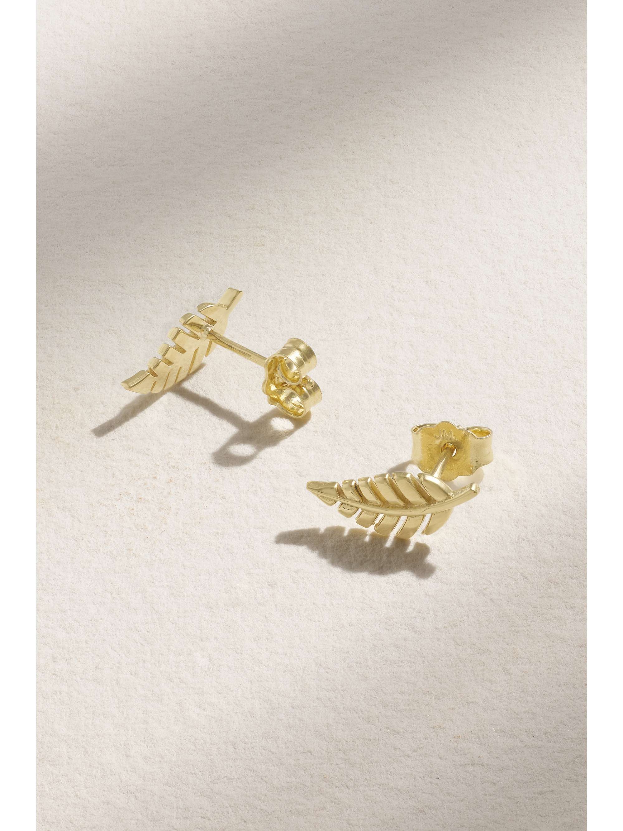 JENNIFER MEYER Mini Leaf 18 karat gold earrings NET A PORTER