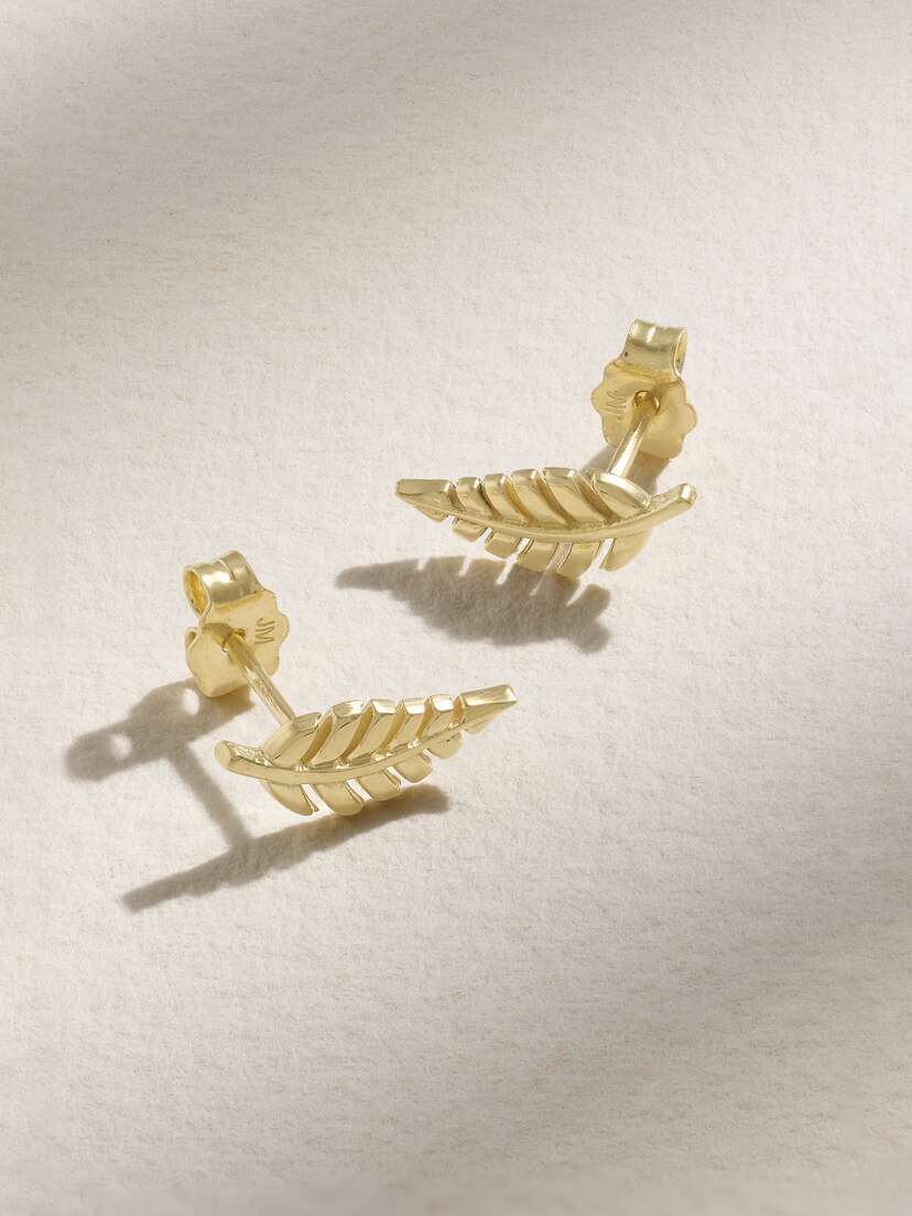 Jennifer Meyer Mini Leaf 18-karat Gold Earrings