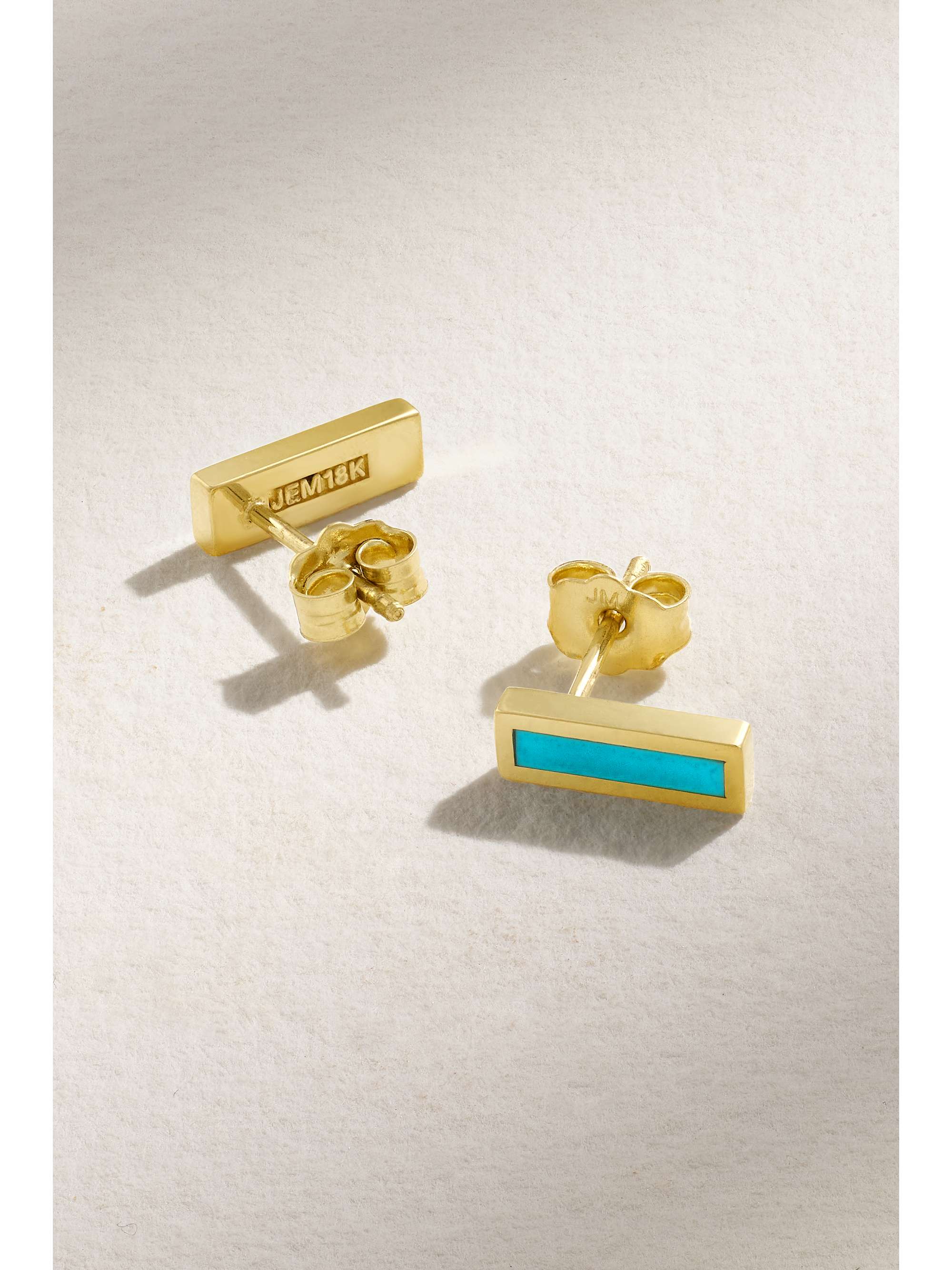 JENNIFER MEYER 18-karat gold turquoise earrings