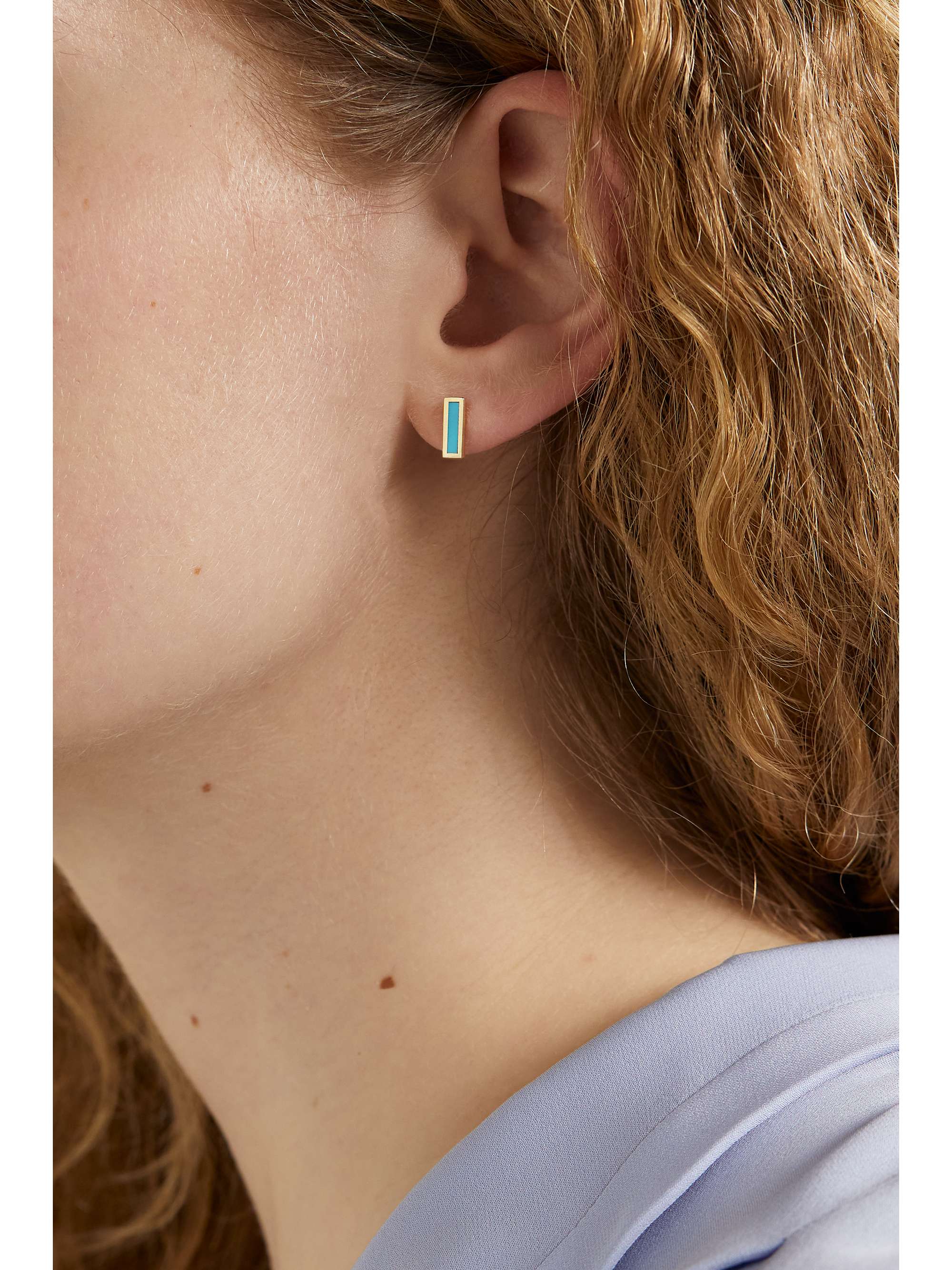 JENNIFER MEYER 18-karat gold turquoise earrings