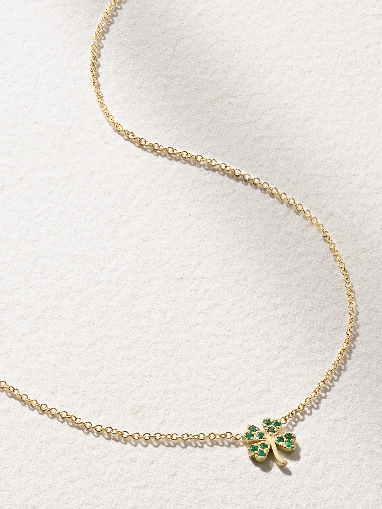 Jennifer Meyer Mini Clover 18-karat Gold Emerald Necklace