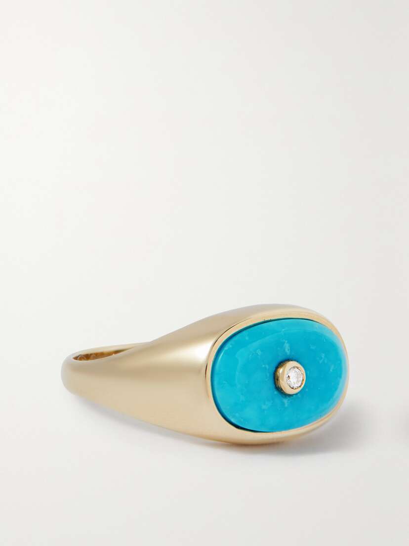 Pascale Monvoisin Orso 9-karat Gold, Turquoise And Diamond Signet Ring