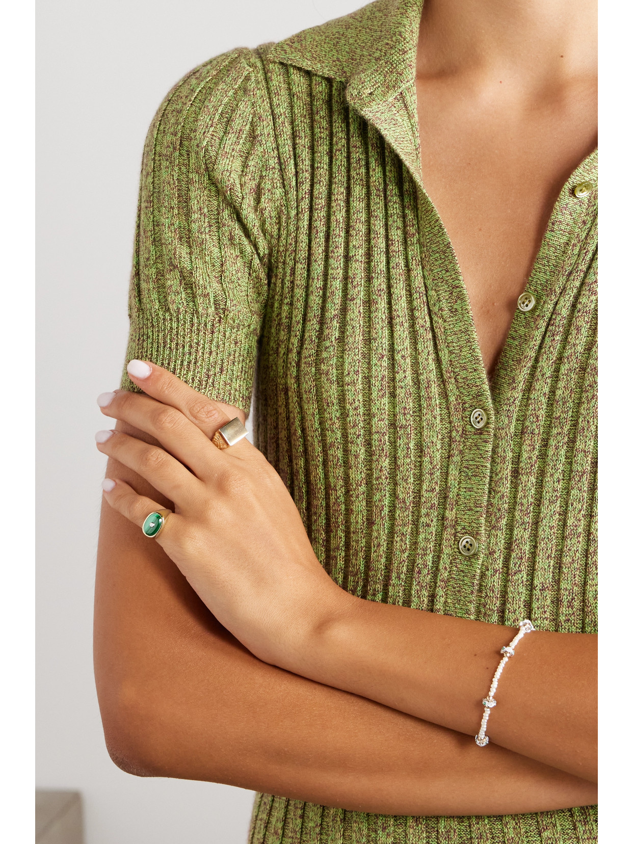 Pascale Monvoisin Orso 9-karat Gold, Malachite And Diamond Signet Ring In Green