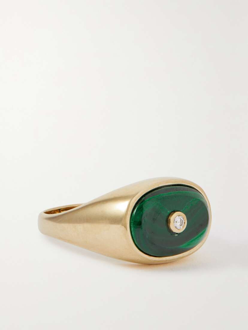 Pascale Monvoisin Orso 9-karat Gold, Malachite And Diamond Signet Ring