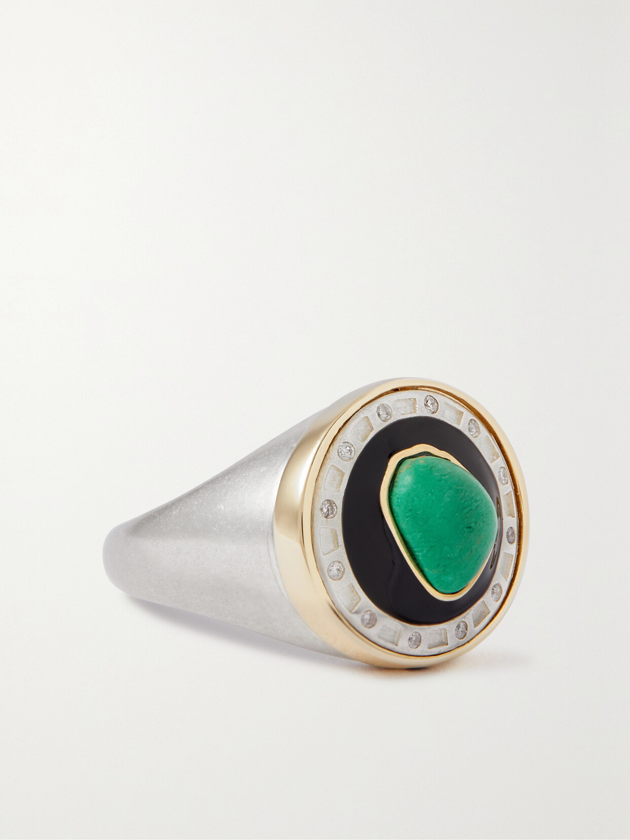 Pascale Monvoisin - Stromboli 9-karat White And Yellow Gold Multi-stone Signet Ring - Green