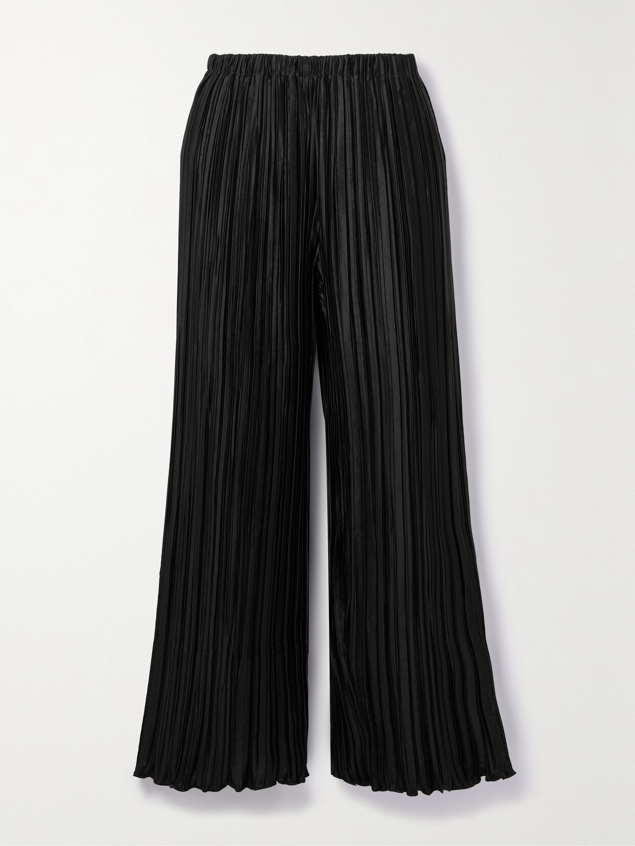 Cult Gaia - Stacie Cropped Plissé-satin Wide-leg Pants - Black