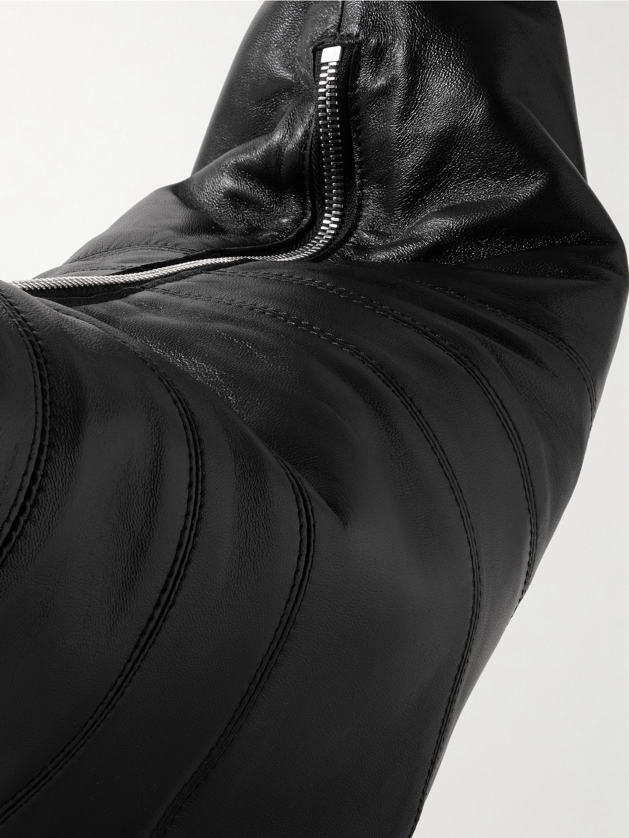 Lemaire Croissant Large Paneled Leather Shoulder Bag In Black