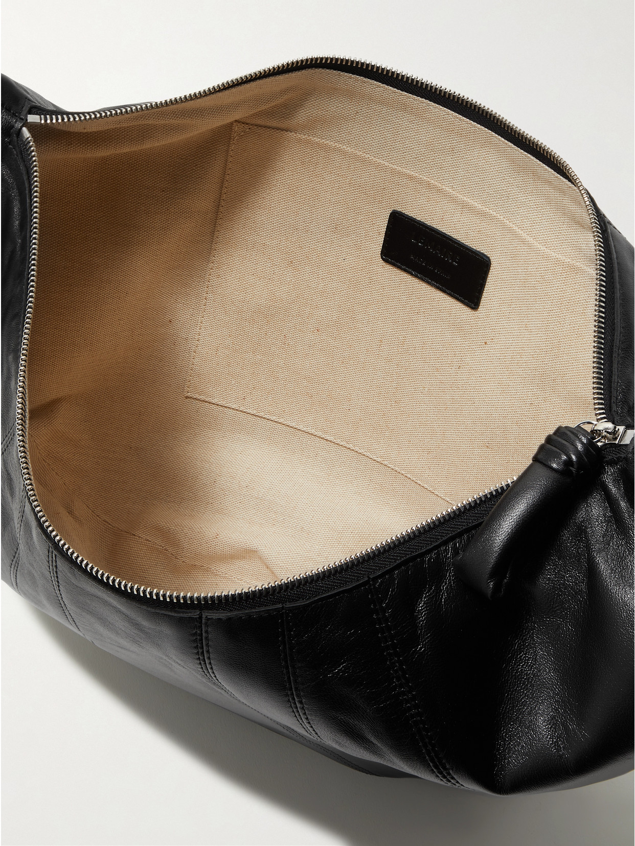 Lemaire Croissant Large Paneled Leather Shoulder Bag In Black