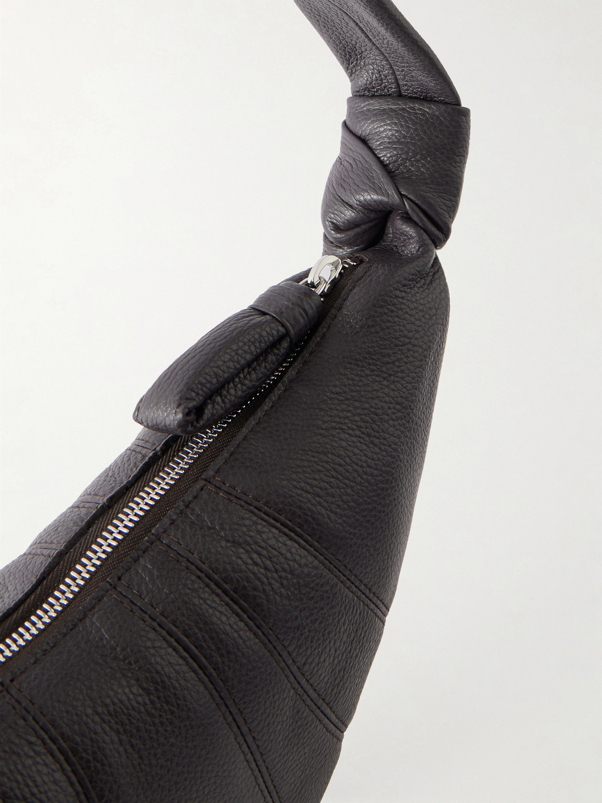 Croissant Small Paneled Textured-Leather Shoulder Bag