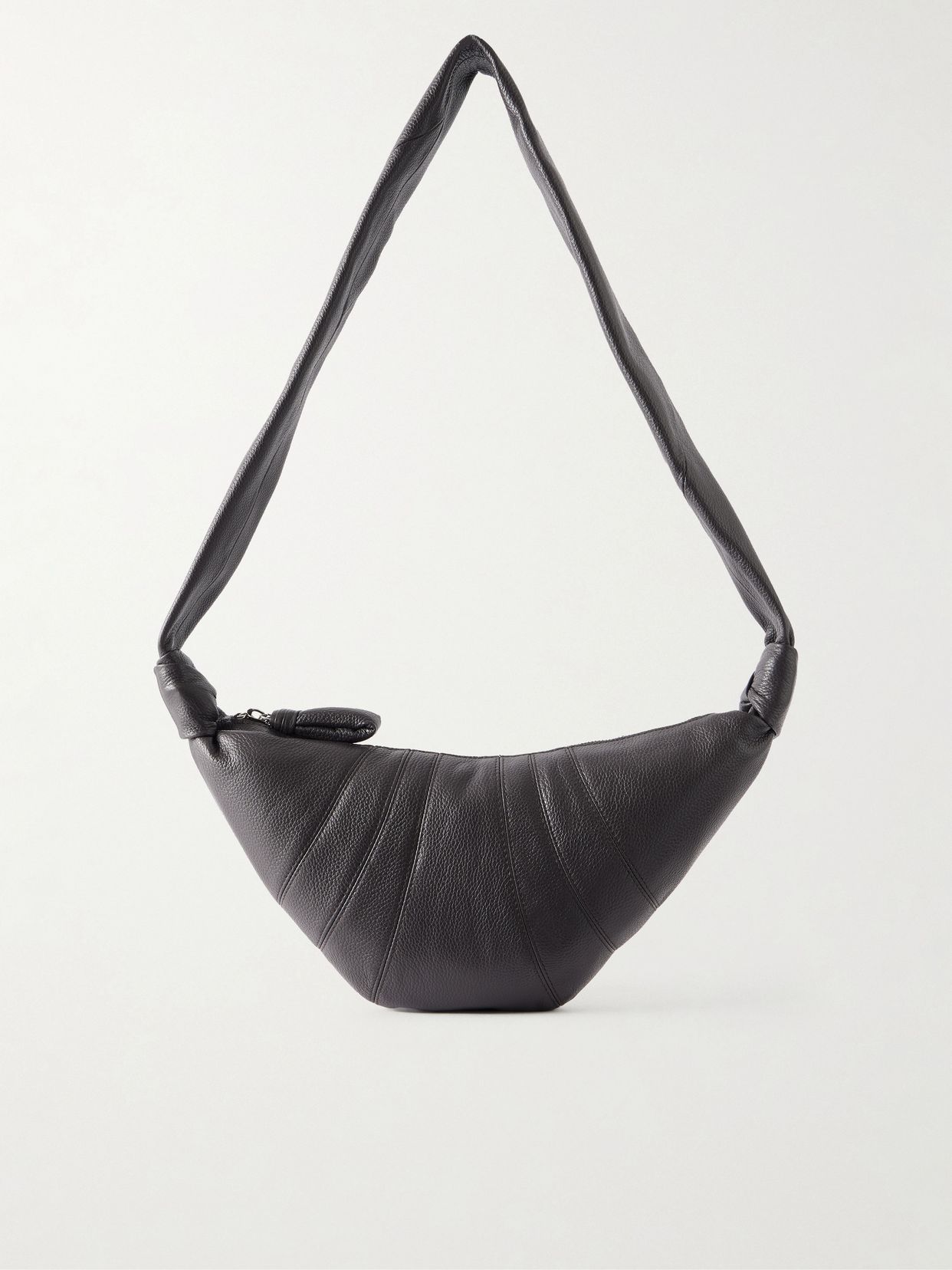 croissant small paneled textured leather shoulder bag