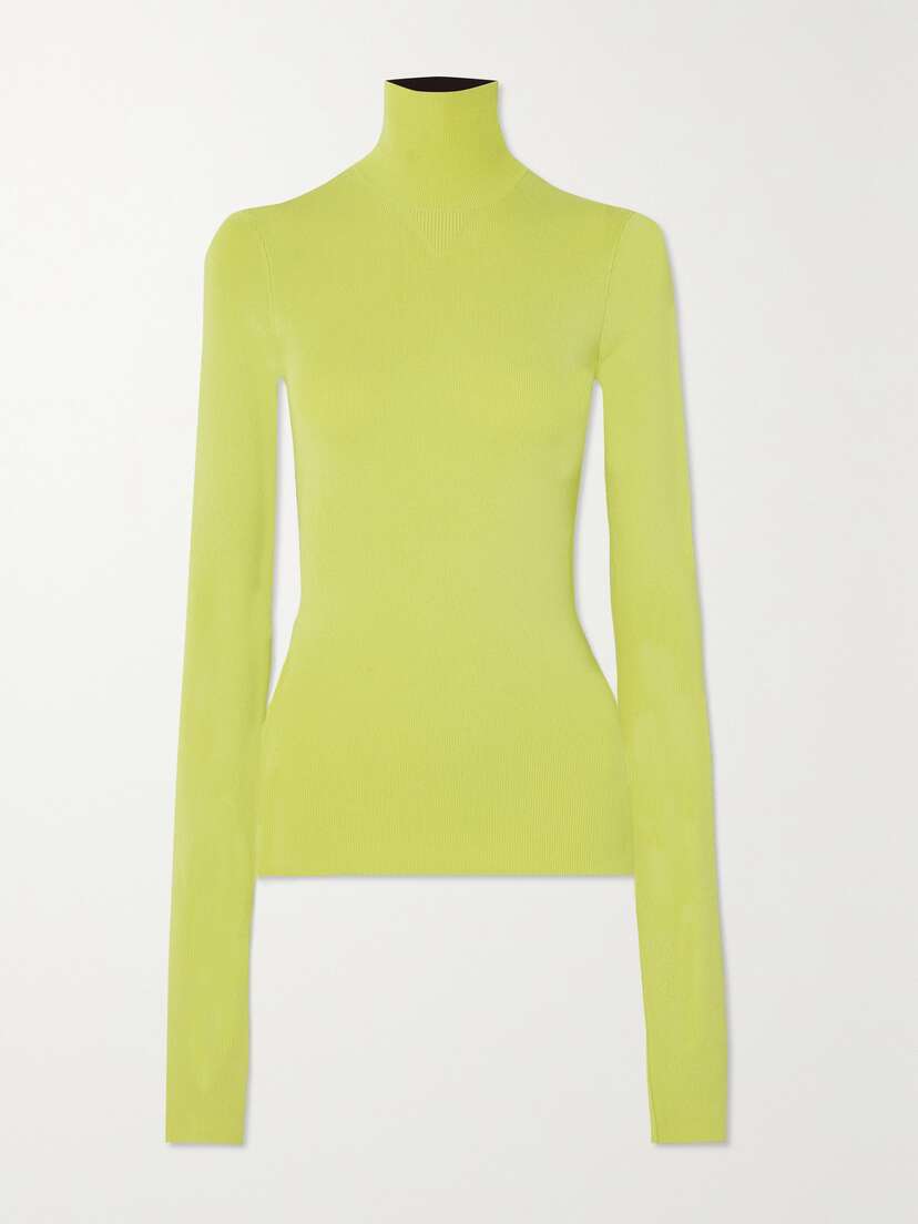 Wales Bonner Étoile Two-tone Ribbed Stretch-knit Turtleneck Sweater