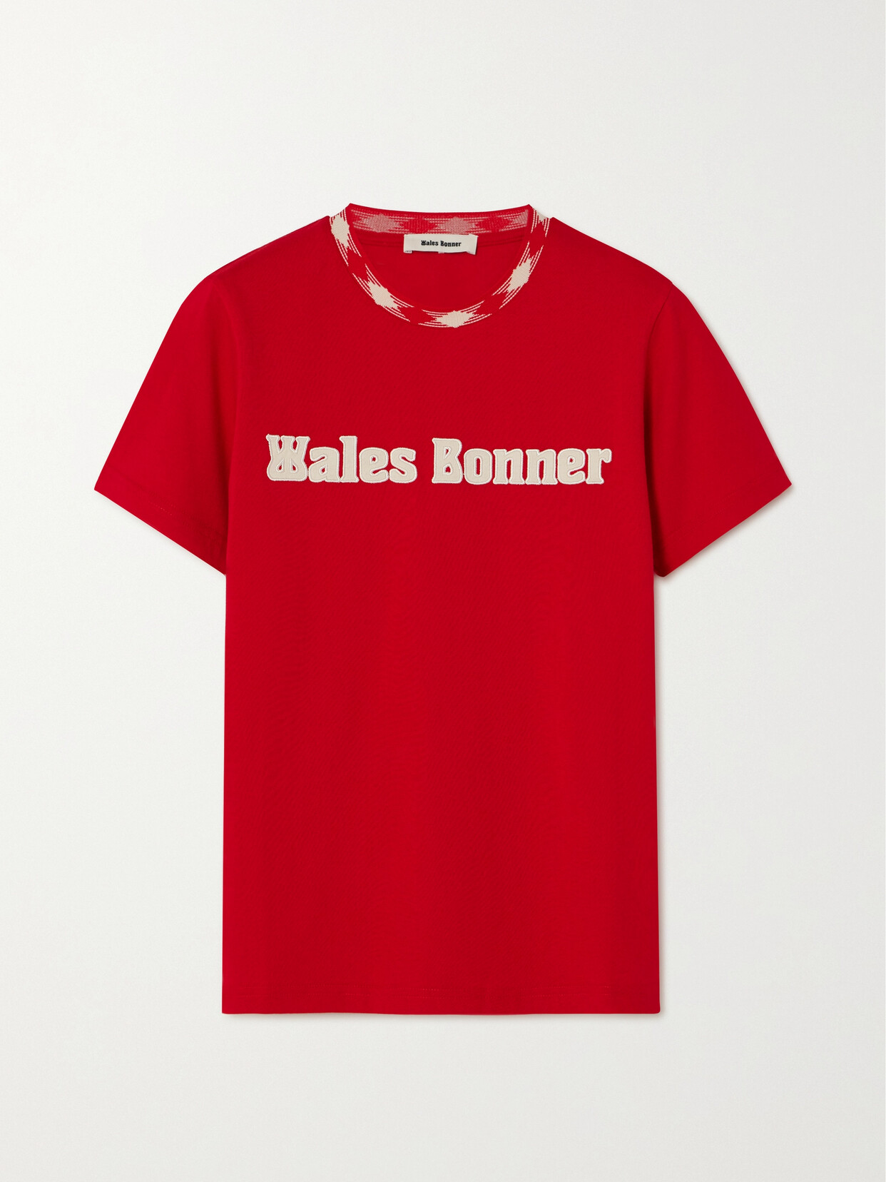 WALES BONNER ORIGINAL JACQUARD-TRIMMED APPLIQUÉD PRINTED ORGANIC COTTON-JERSEY T-SHIRT