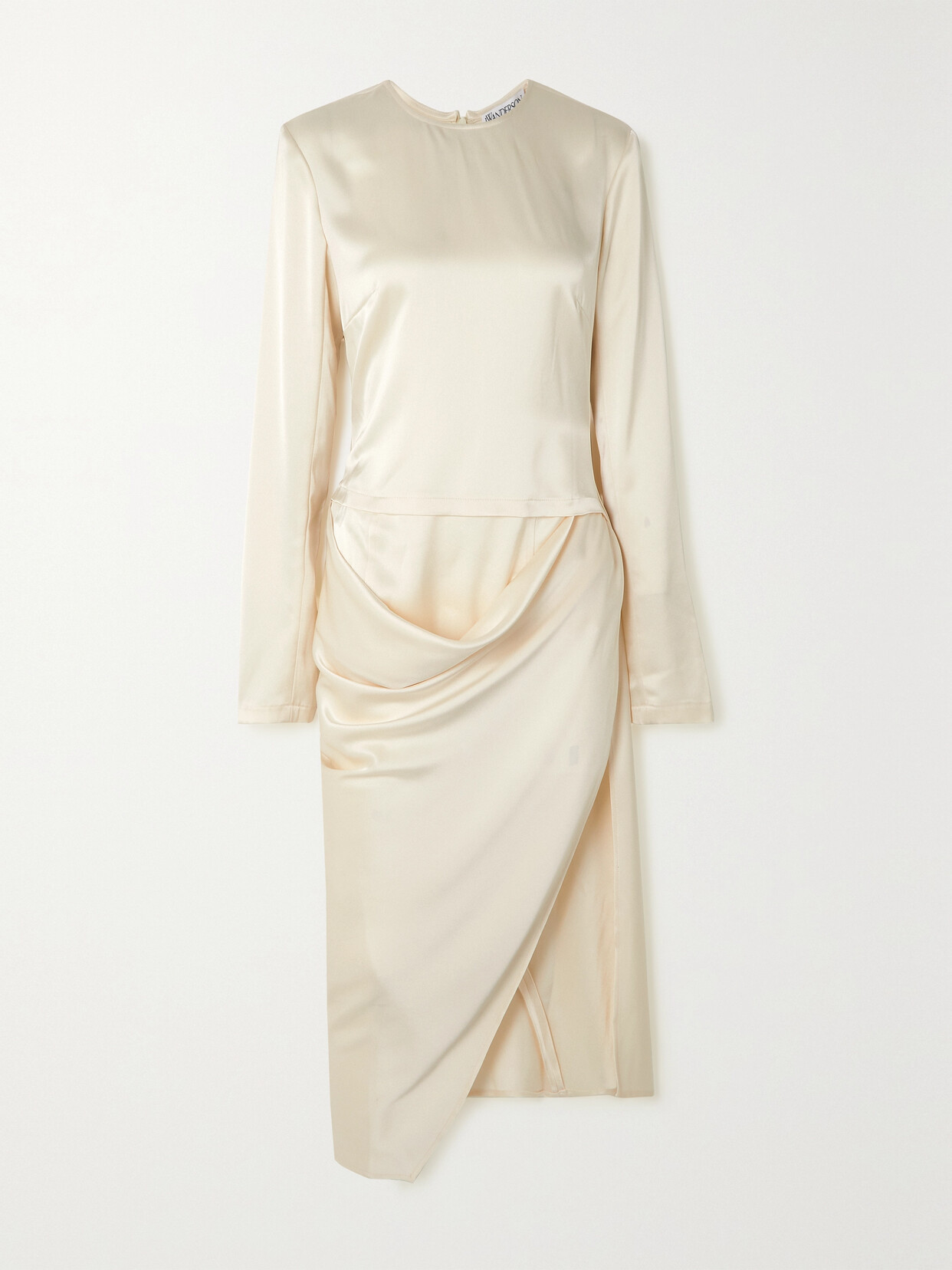 JW Anderson Asymmetric Draped Satin Midi Dress - Ivory