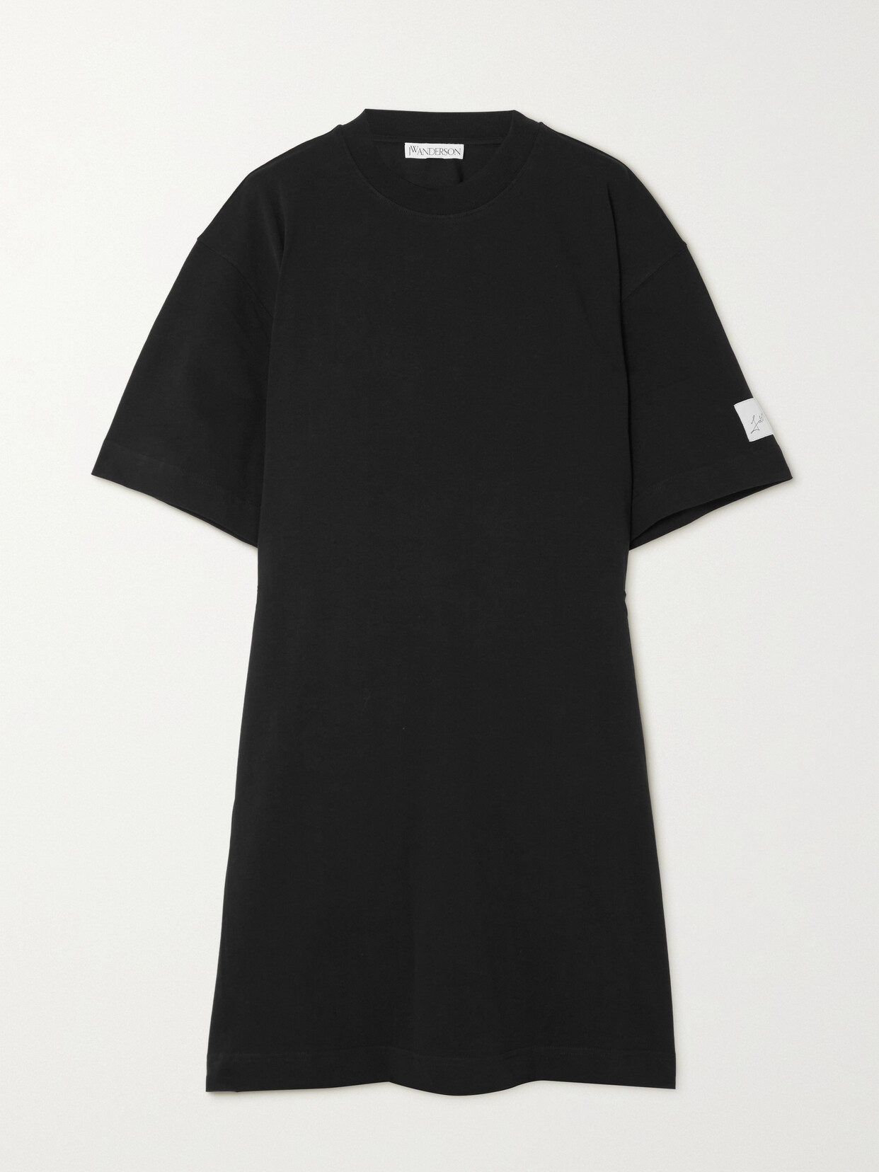 JW Anderson Open-back Appliquéd Cotton-jersey Mini Dress - Black