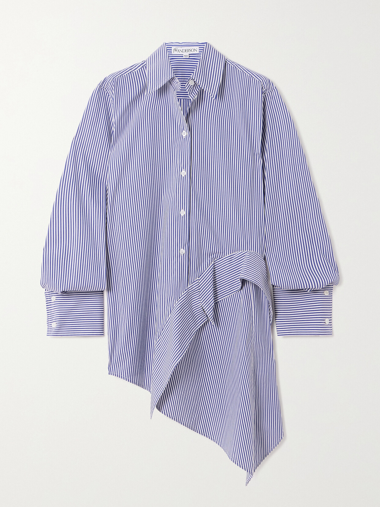 JW Anderson Asymmetric Striped Cotton-blend Poplin Shirt