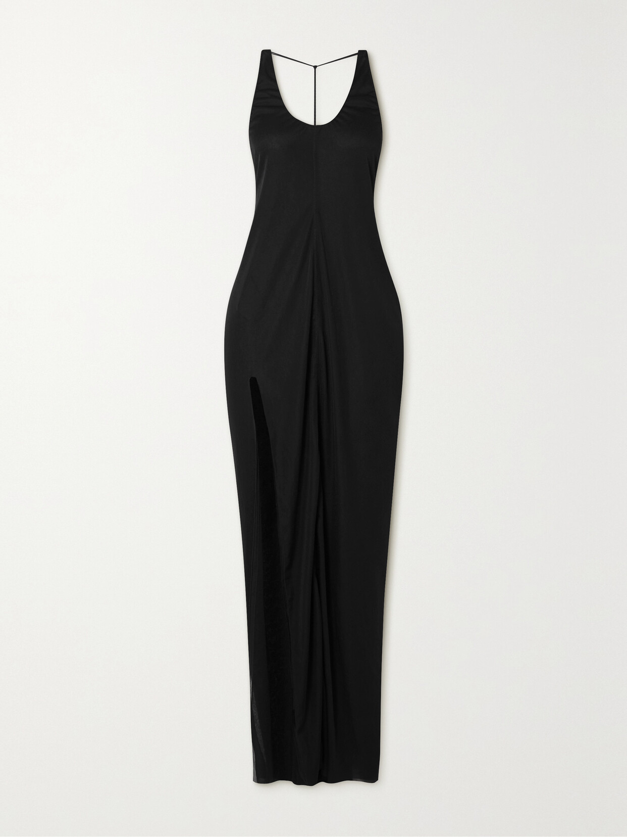 JW Anderson Open-back Ruched Satin-jersey Halterneck Maxi Dress - Black