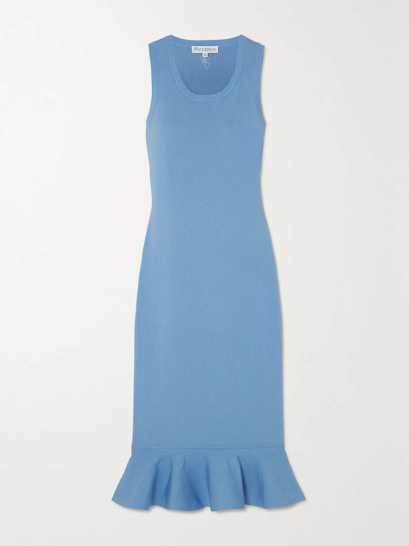 JW Anderson Ruffled Stretch-knit Midi Dress - x large
