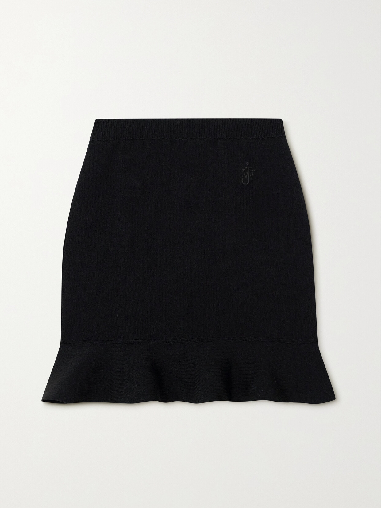 JW Anderson - Ruffled Embroidered Stretch-knit Mini Skirt - Black