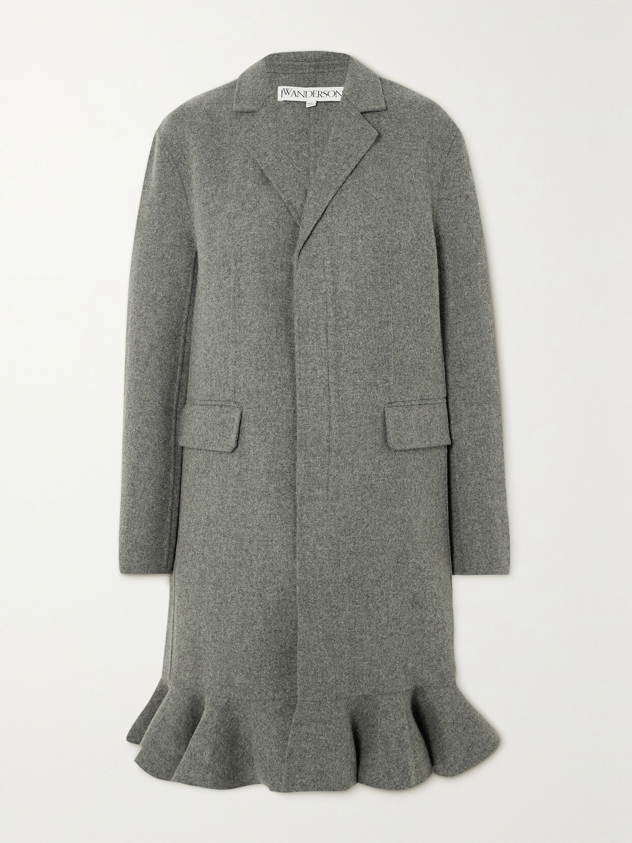 JW Anderson Ruffled Wool-blend Felt Coat - Gray