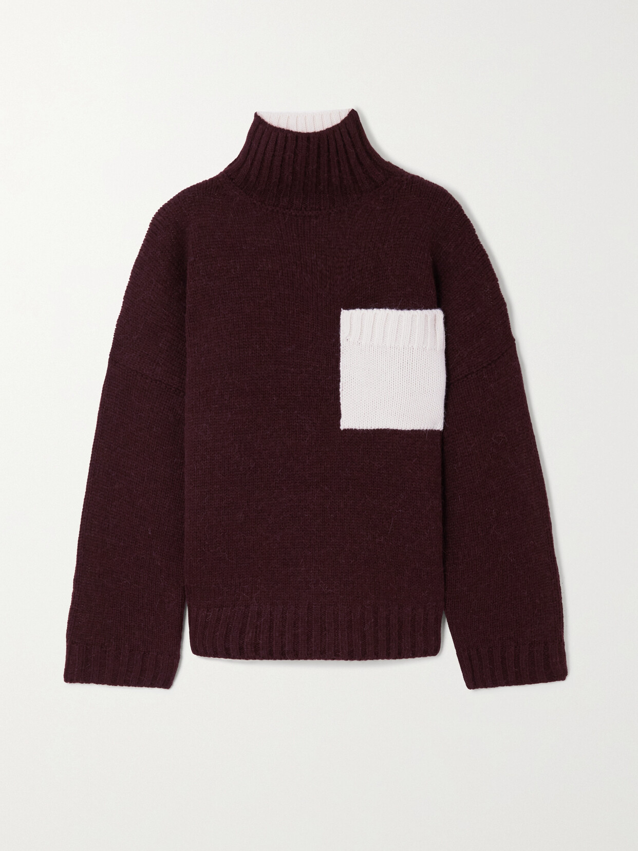 JW Anderson - Two-tone Knitted Turtleneck Sweater - Burgundy