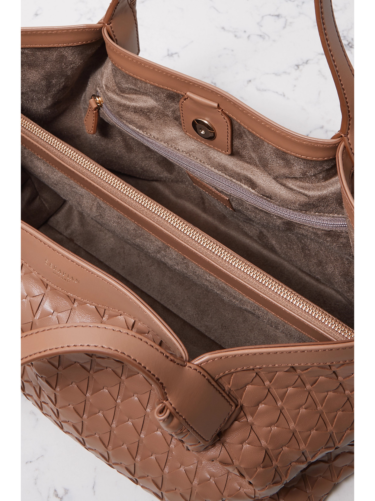 Serapian Secret Small Woven Leather Tote In Brown