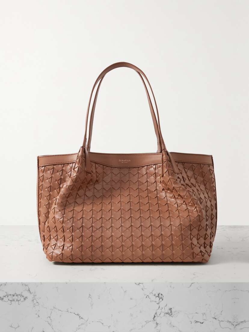 Serapian Secret Small Woven Leather Tote