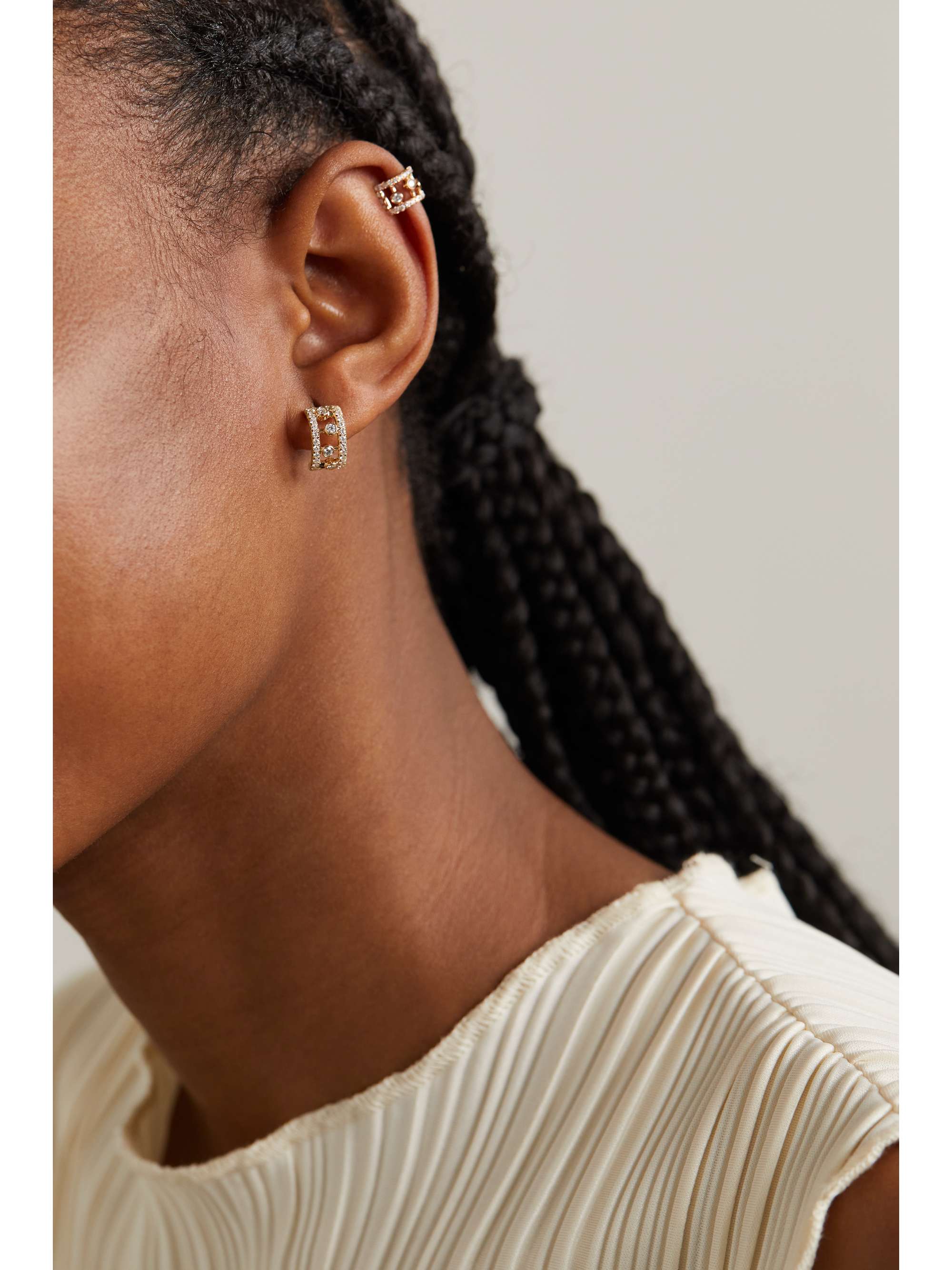 DE BEERS Dewdrop 18-karat rose gold diamond hoop earrings