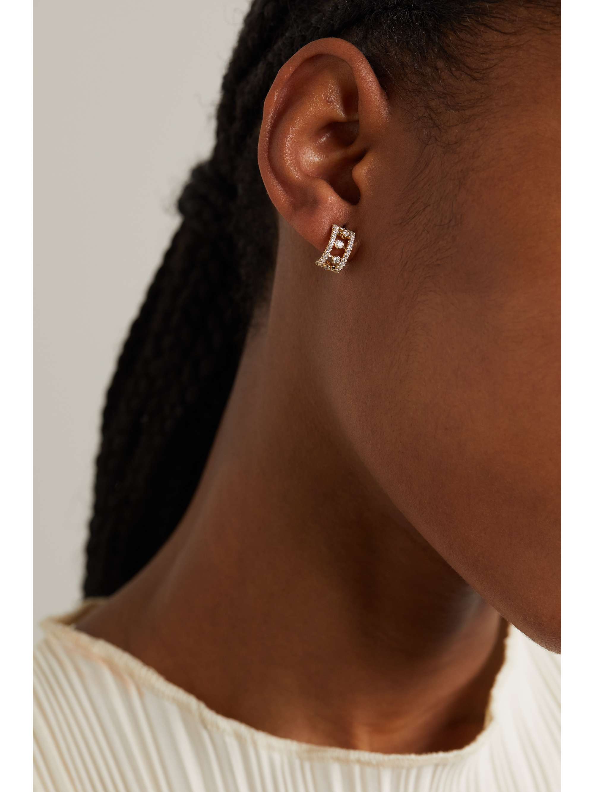 DE BEERS Dewdrop 18-karat rose gold diamond hoop earrings