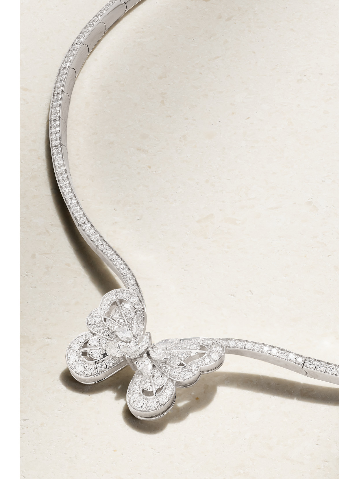 De Beers Portraits Of Nature Butterfly 18-karat White Gold Diamond Necklace In Gold