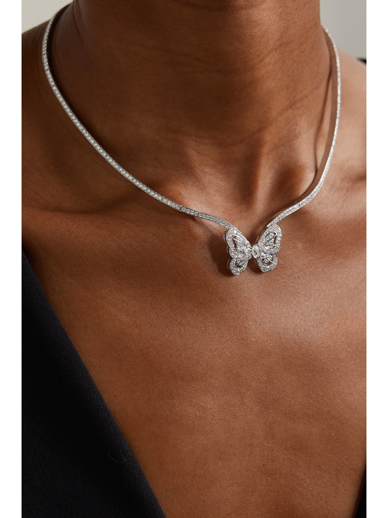 Shop De Beers Portraits Of Nature Butterfly 18-karat White Gold Diamond Necklace