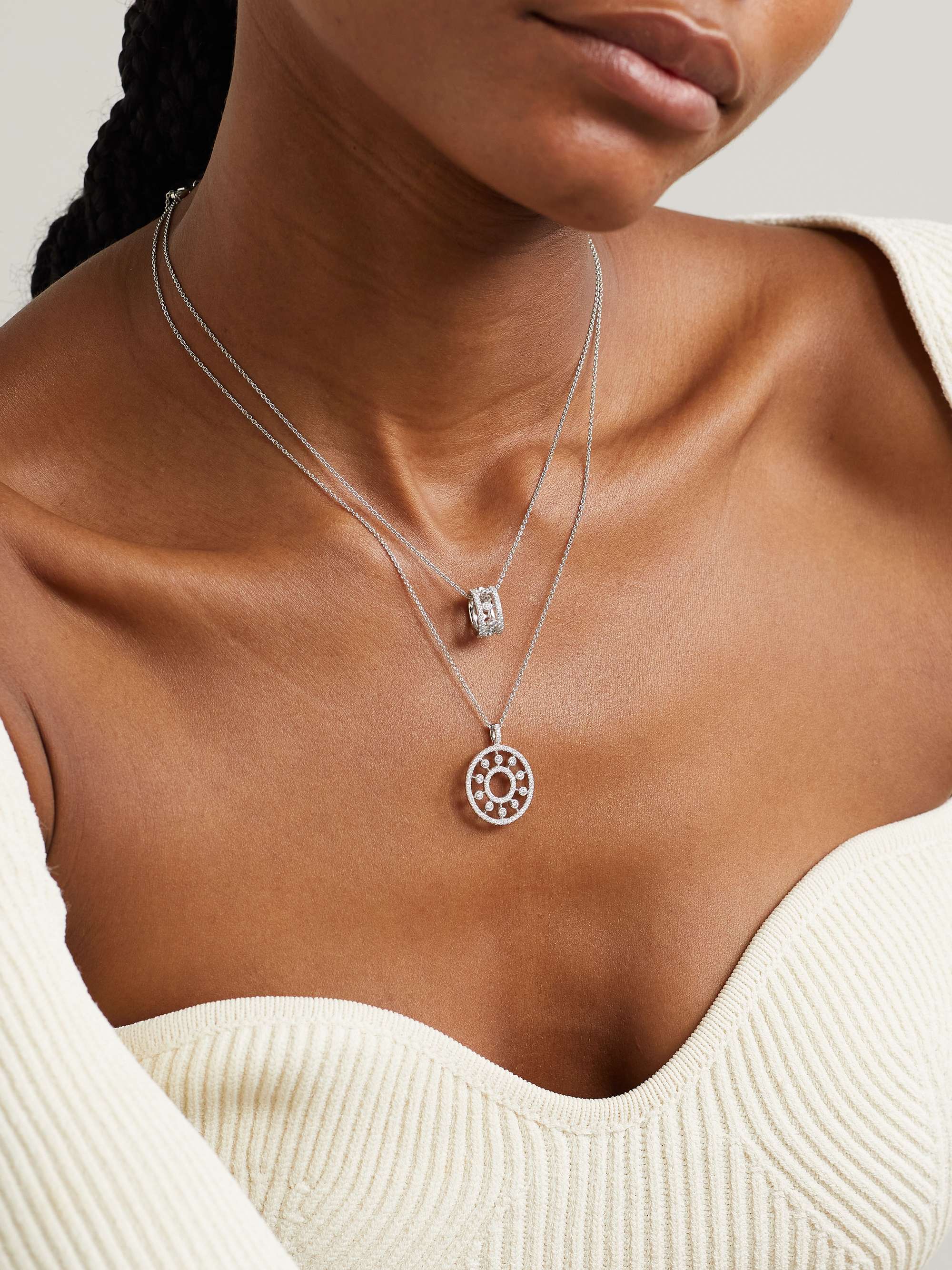 DE BEERS Dewdrop 18-karat white gold diamond necklace