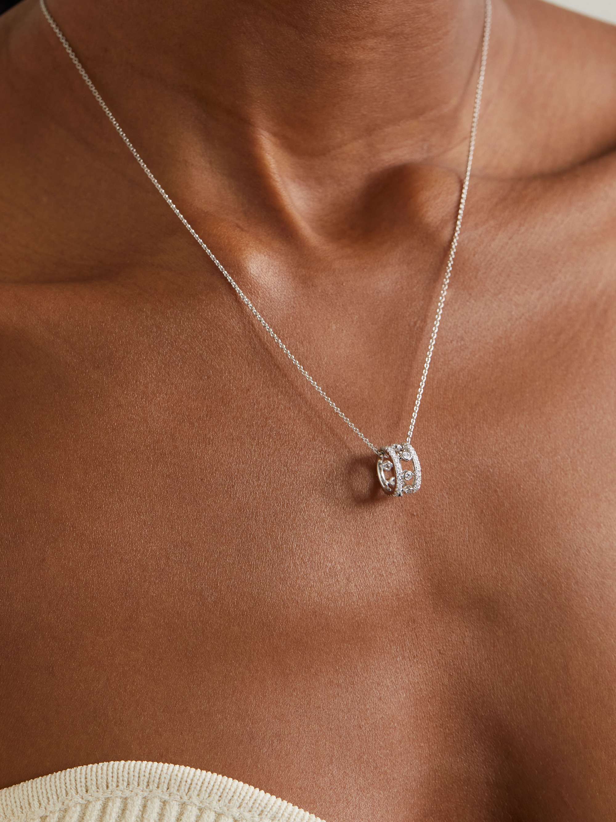 DE BEERS Dewdrop 18-karat white gold diamond necklace